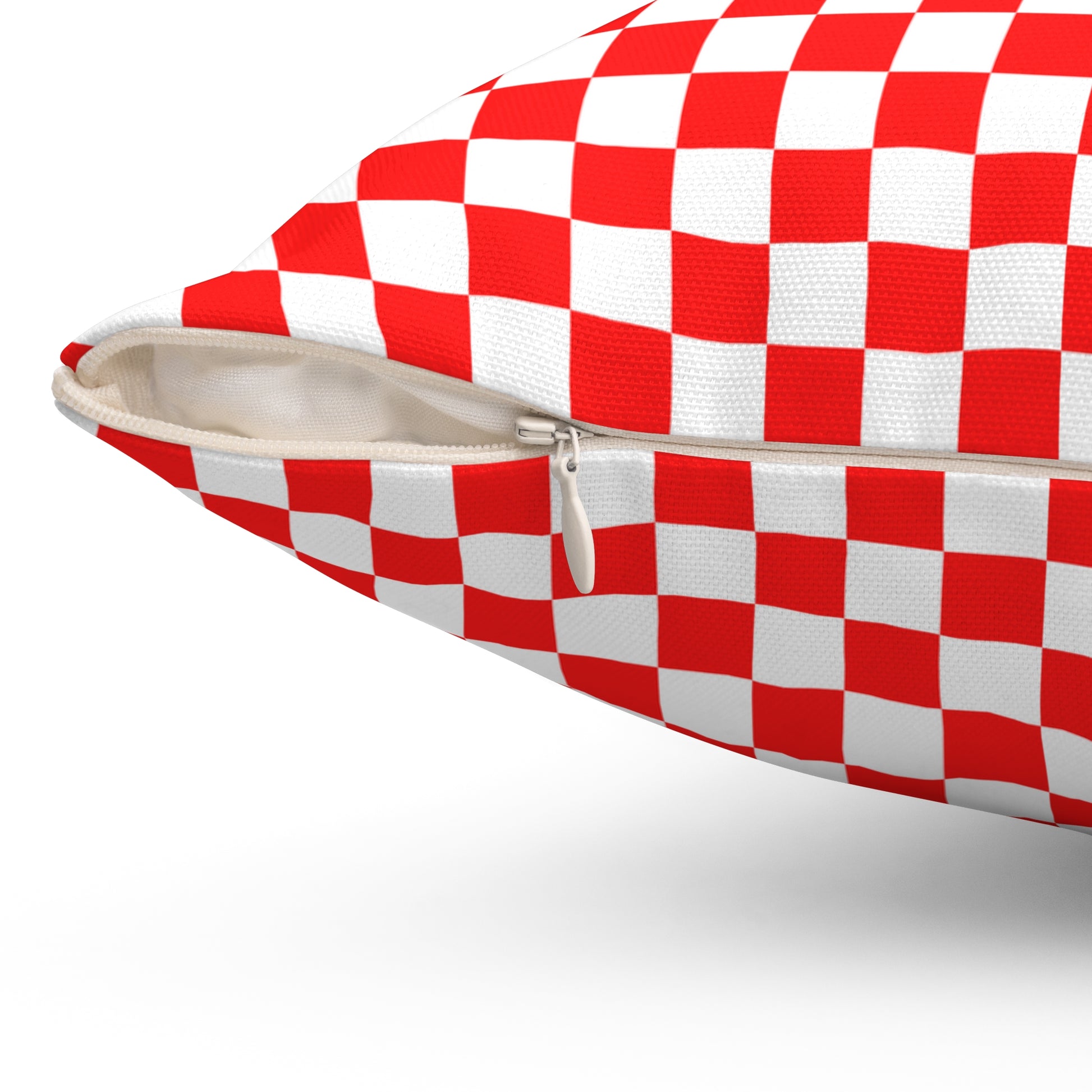 Checkerboard Red and White Spun Polyester Square Pillow, Artsulli - Art is Long, Life is Short, Home Decor, , , , , , , 