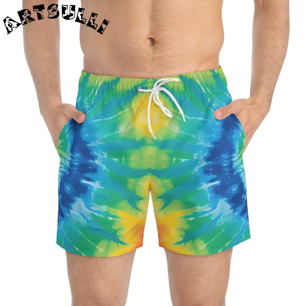 JAKKOUTTHEBXX Tie Dye All Over Print Swim Trunks 2025