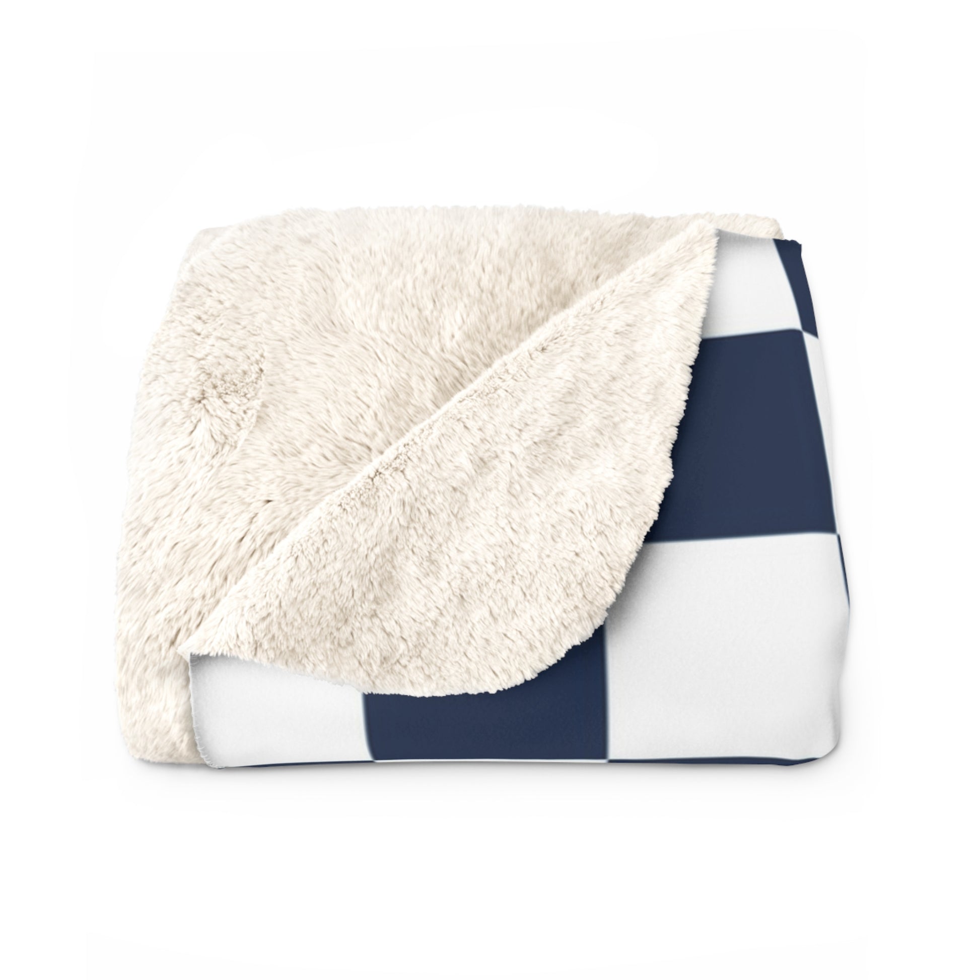 Checkerboard White and Navy Blue Sherpa Fleece Blanket, Artsulli - Art is Long, Life is Short, Home Decor, , , , , , , 