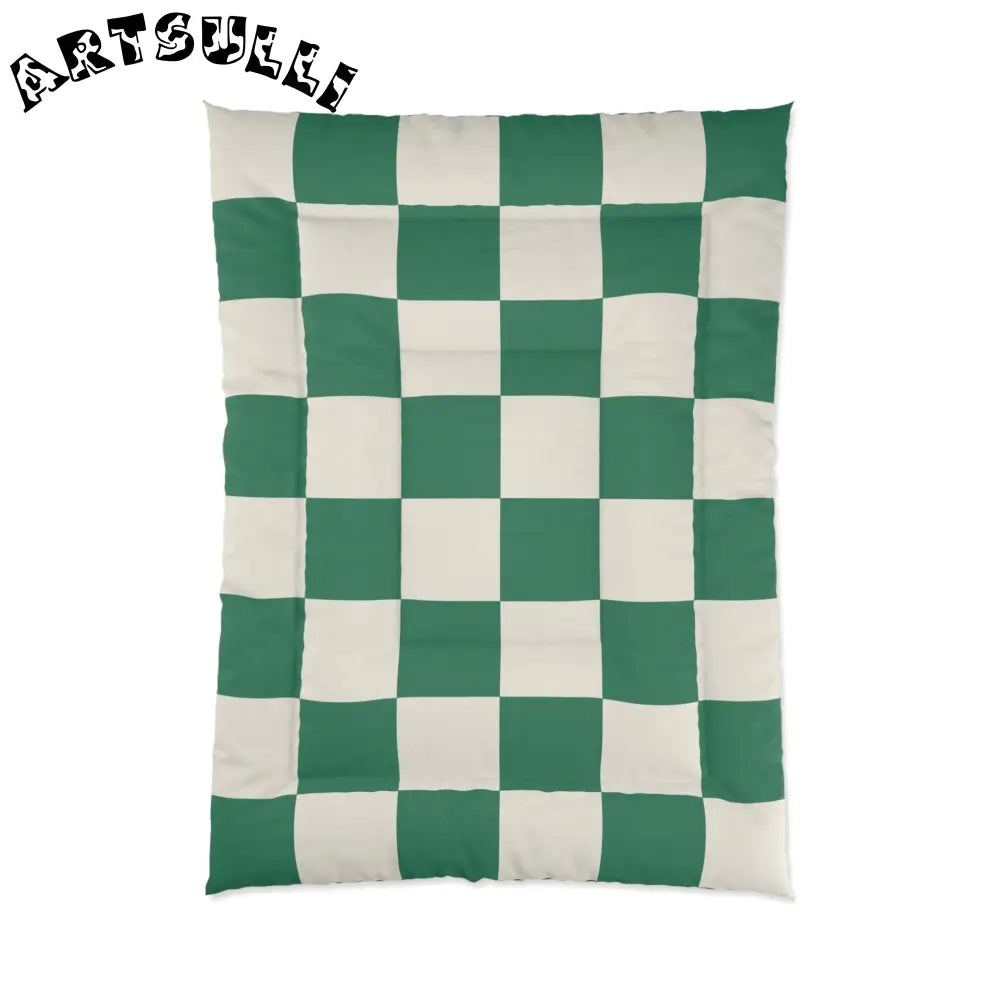 JAKKOUTTHEBXX Checkerboard Dark Green Comforter JAKKOUTTHEBXX