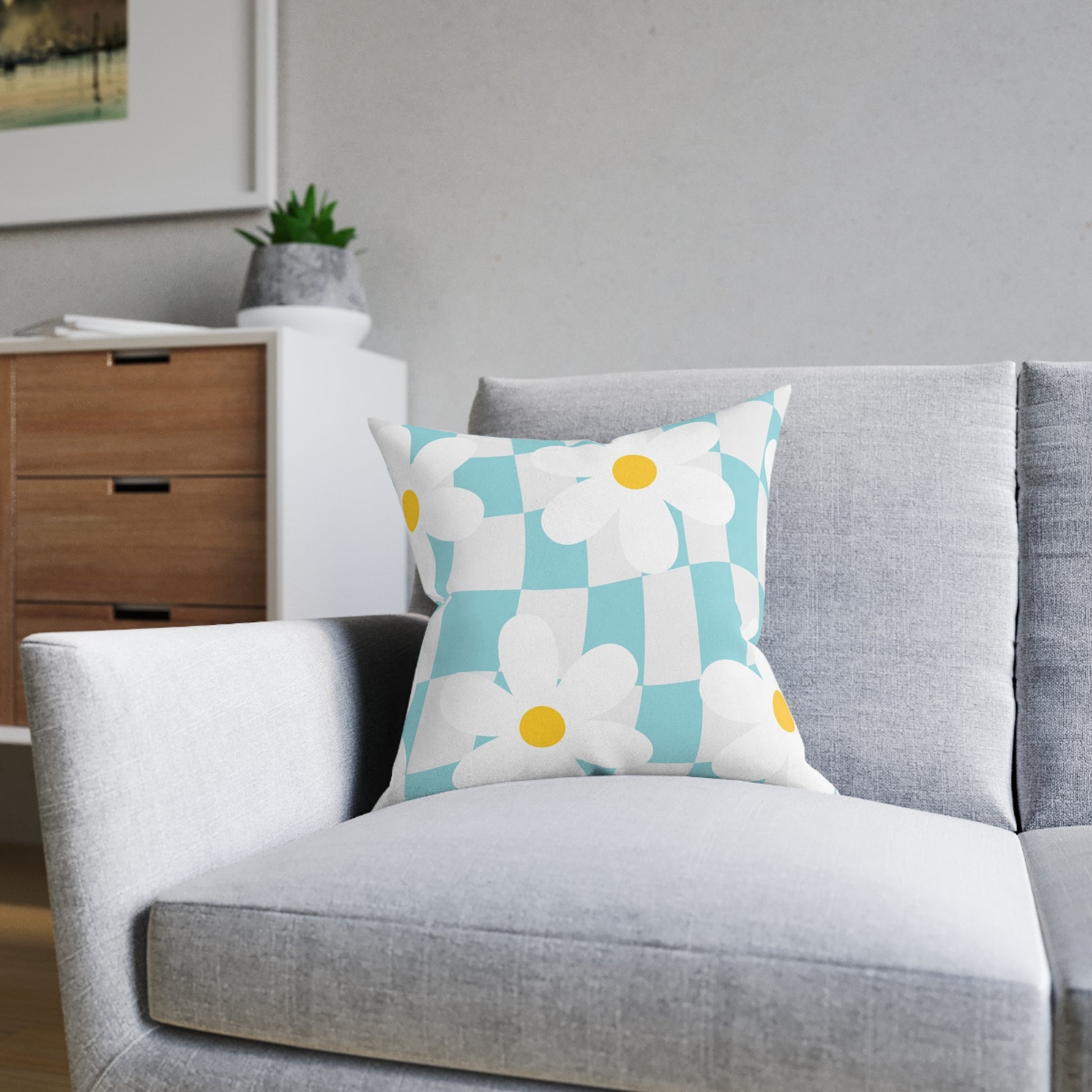 Trippy Check Garden Square Pillow, Artsulli - Art is Long, Life is Short, Home Decor, , , , , , , 