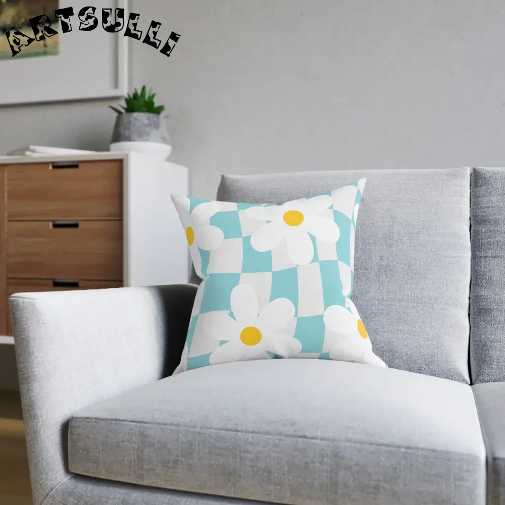 JAKKOUTTHEBXX Trippy Check Garden Square Pillow JAKKOUTTHEBXX