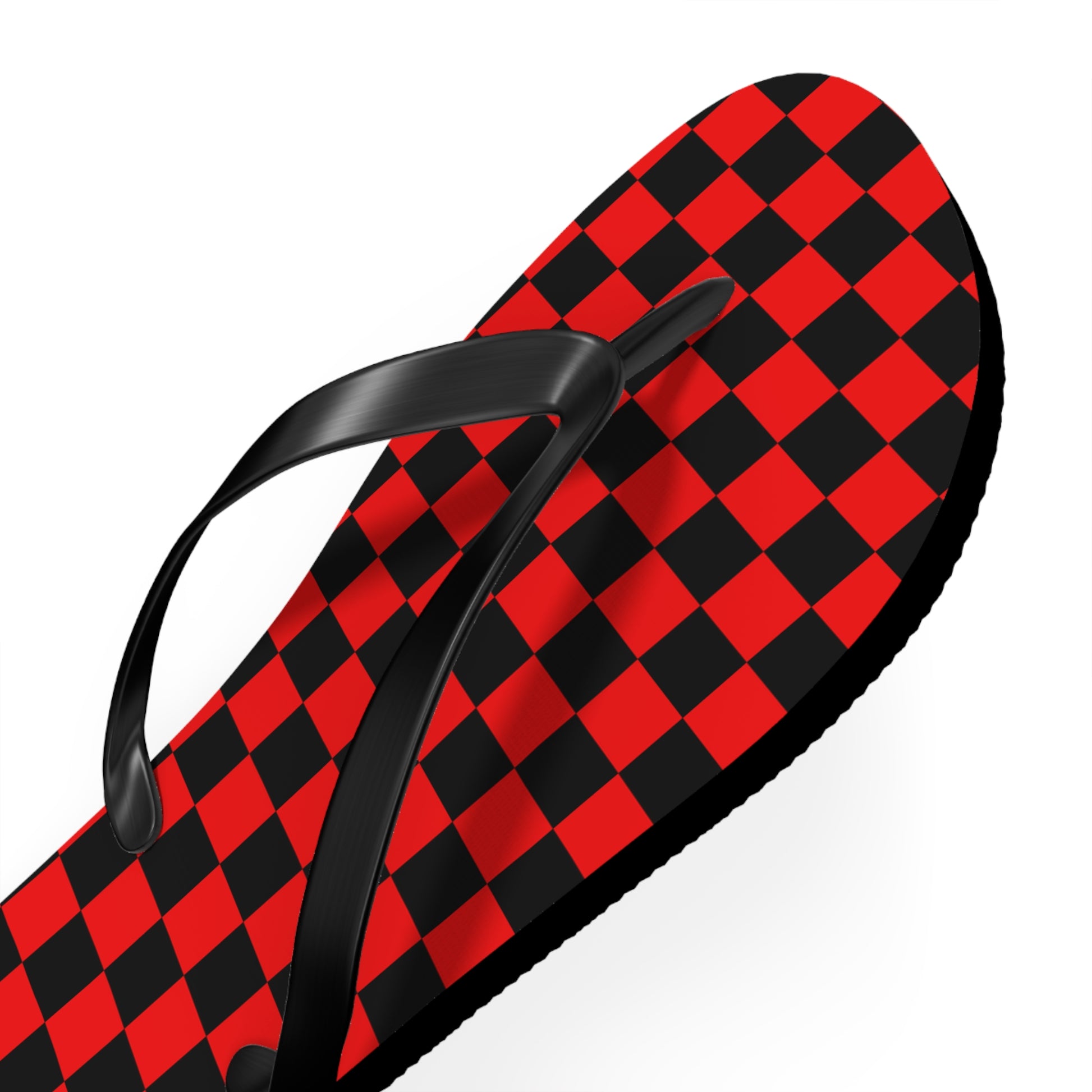 Checkerboard Red and Black Flip Flops, Artsulli - Art is Long, Life is Short, Shoes, , , , , , , 