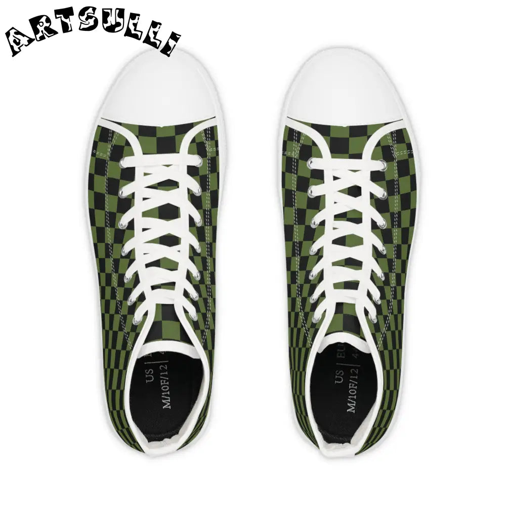 JAKKOUTTHEBXX Checkerboard II Olive Green and Black Men’s High Top