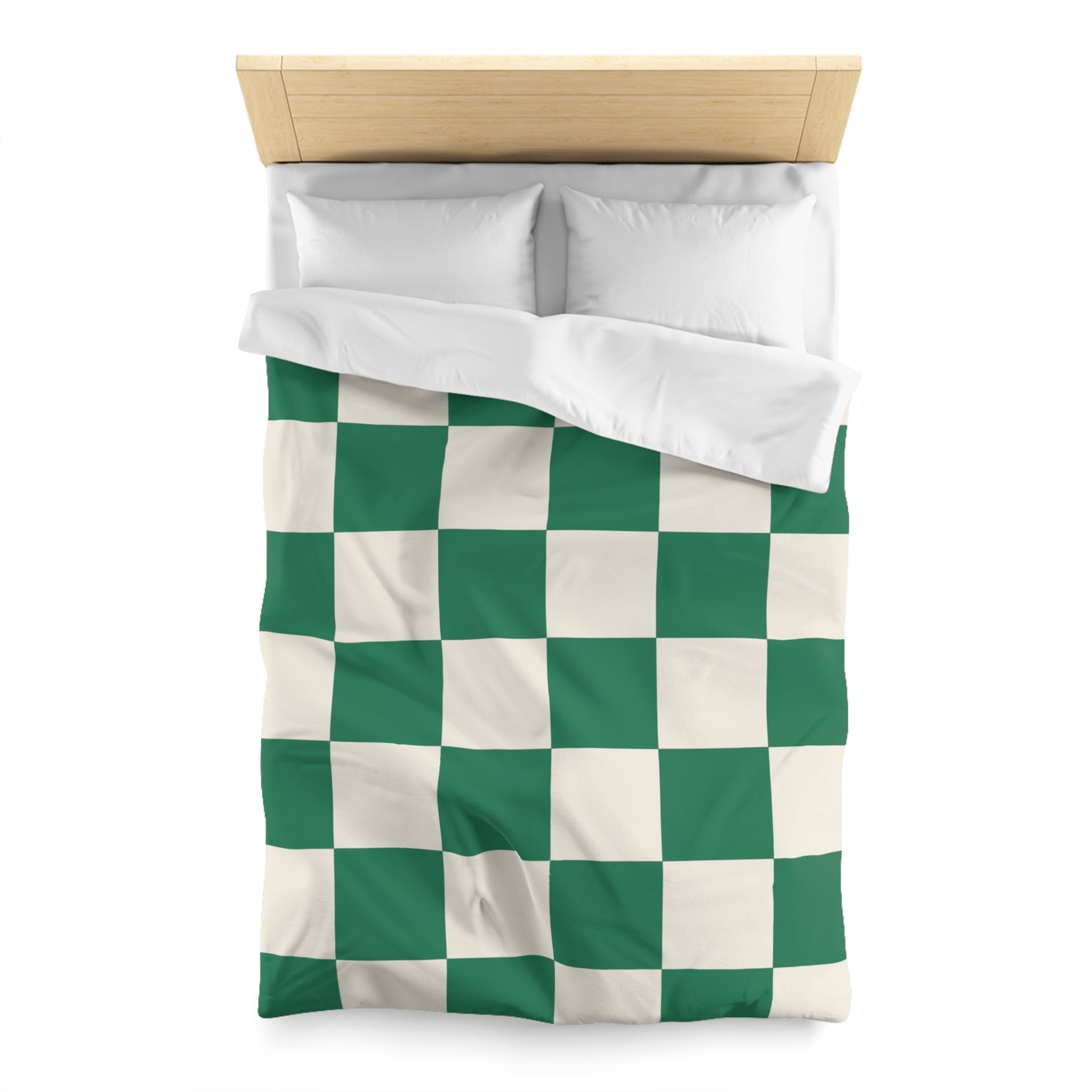 Checkerboard Dark Green Microfiber Duvet Cover, Artsulli - Art is Long, Life is Short, Home Decor, , , , , , , 