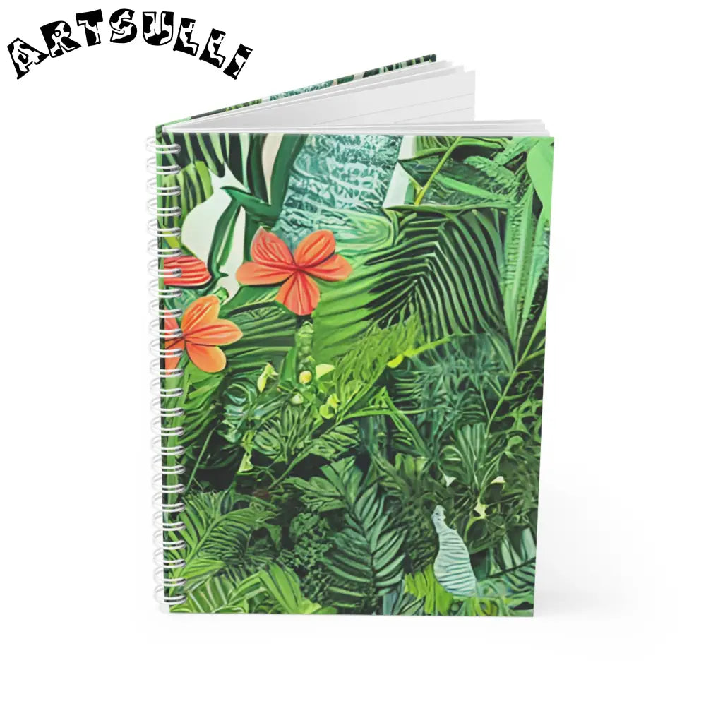 JAKKOUTTHEBXX Tropical Leaf and Orange Flower Spiral Notebook