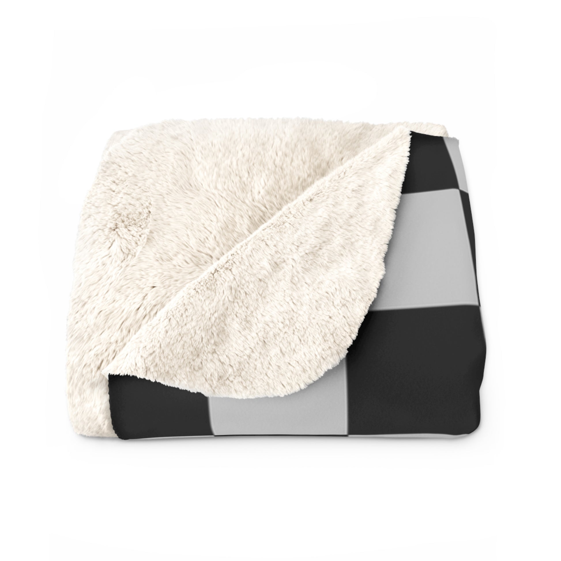Checkerboard Dada Black and Light Gray Sherpa Fleece Blanket, Artsulli - Art is Long, Life is Short, Home Decor, , , , , , , 