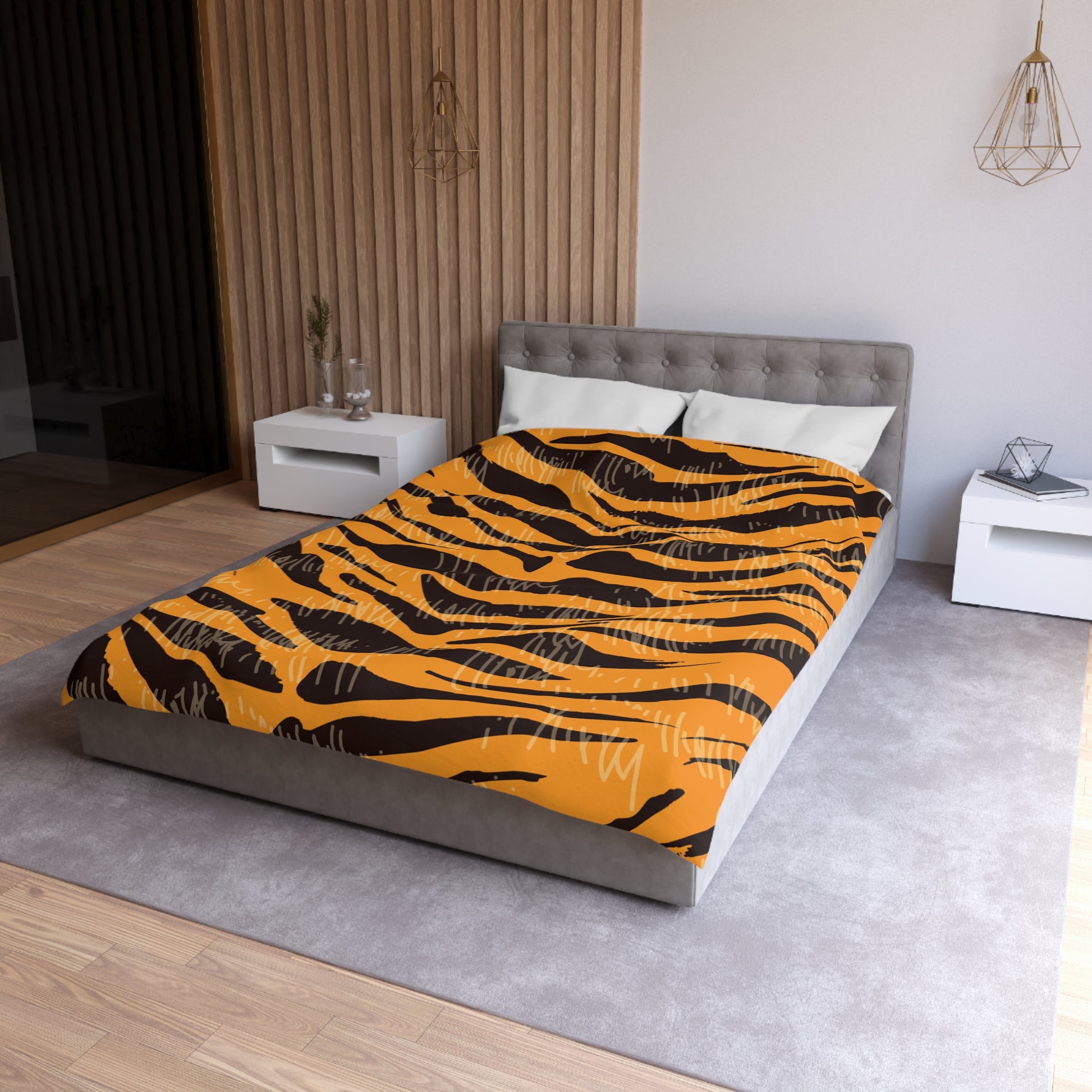 Tiger Scratches Orange & Black Microfiber Duvet Cover, Artsulli - Art is Long, Life is Short, Home Decor, , , , , , , 