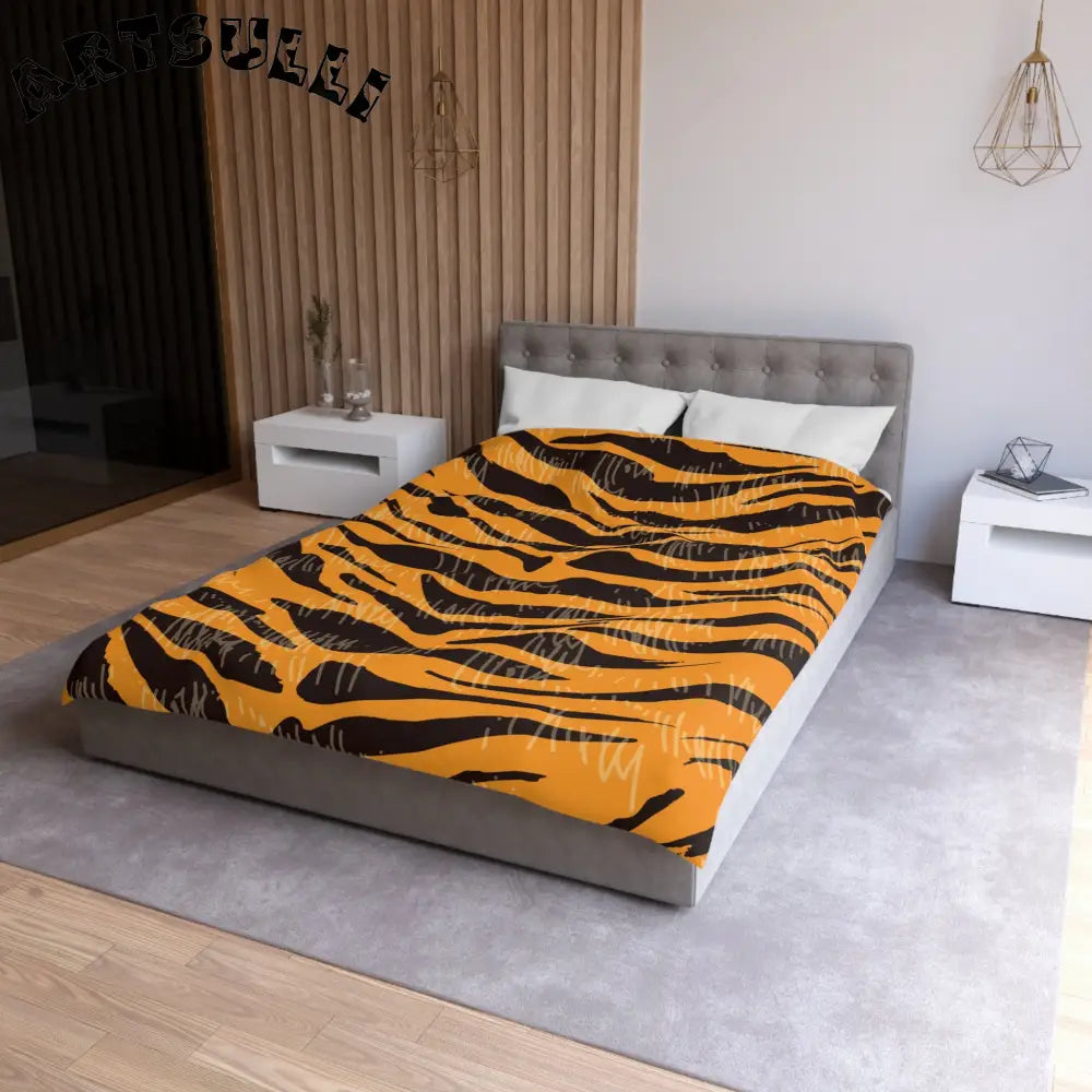 JAKKOUTTHEBXX Tiger Scratches Orange & Black Microfiber Duvet Cover