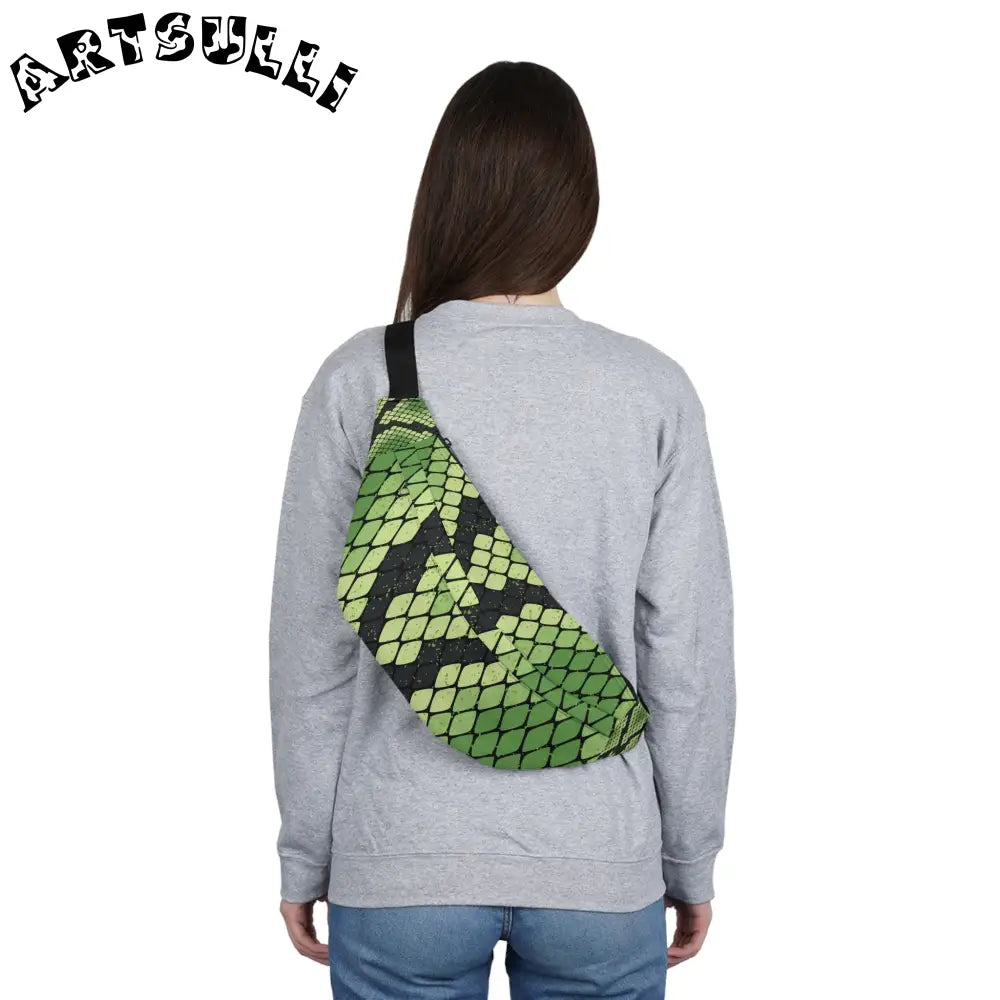 JAKKOUTTHEBXX Snake Skin Green and Black Large Fanny Pack