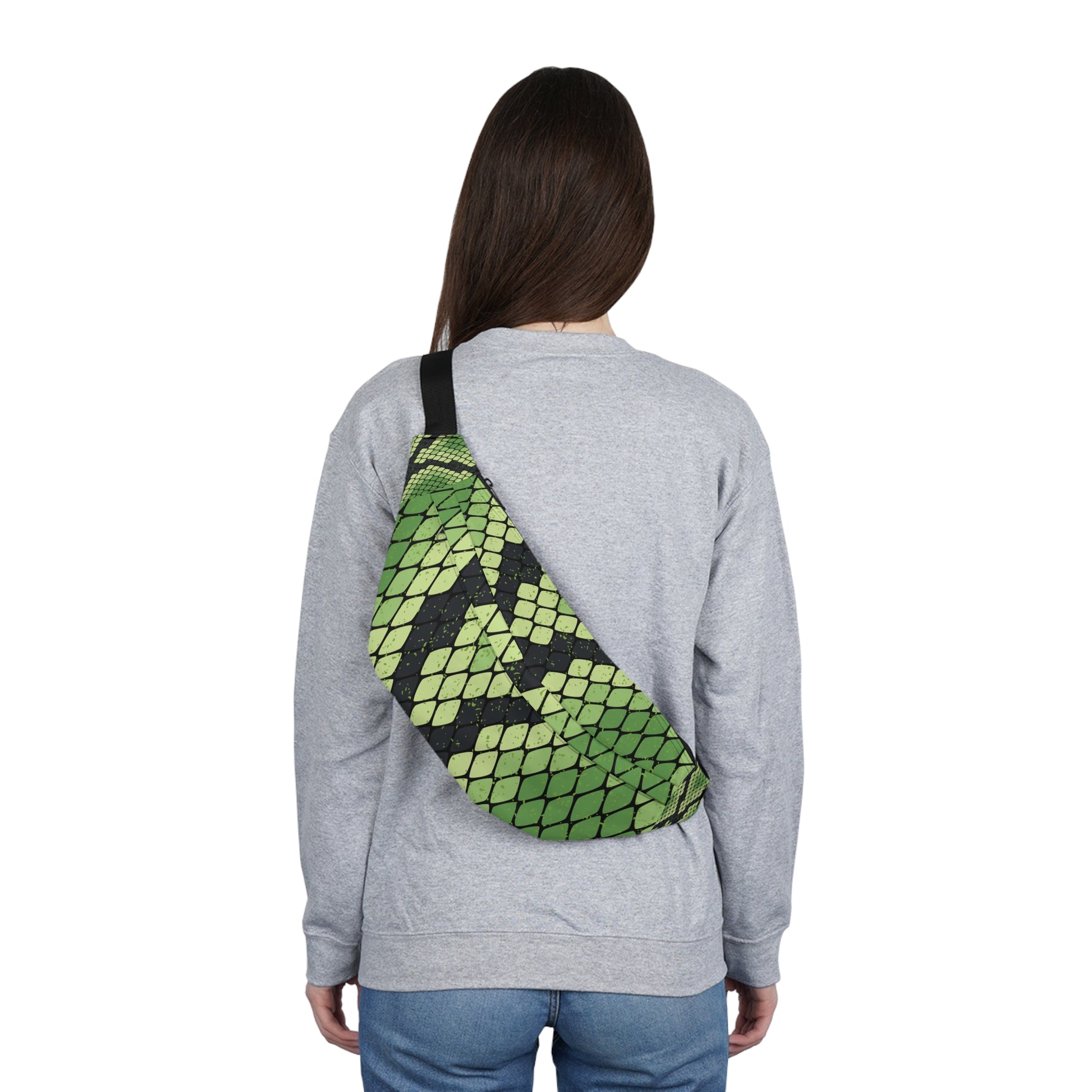 Snake Skin Green and Black Large Fanny Pack, Artsulli - Art is Long, Life is Short, Bags, , , , , , , 
