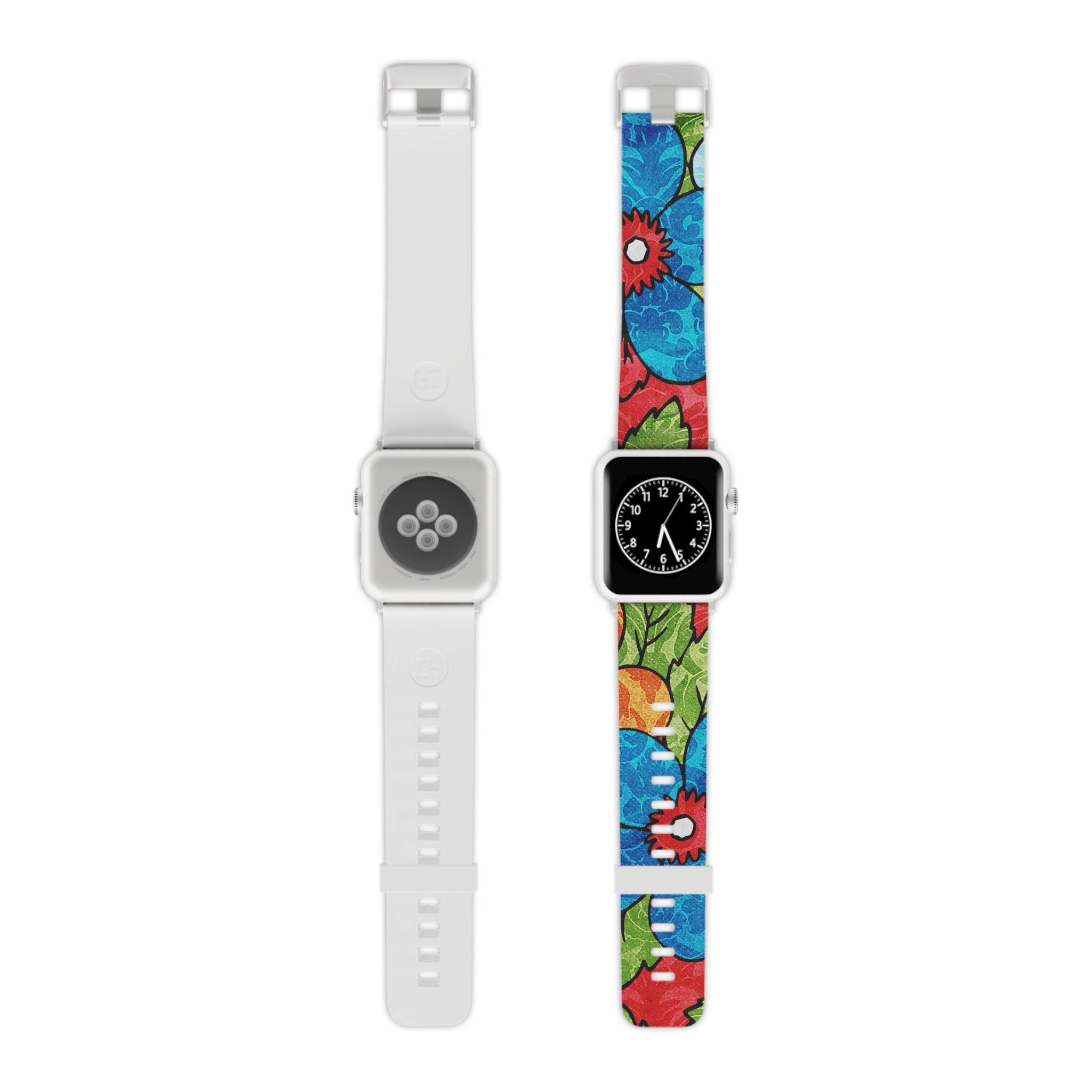 Groovy Red Floral Kl II Watch Band for Apple Watch, Artsulli - Art is Long, Life is Short, Accessories, Size, 7.5'' × 0.75'' / 38 - 40 mm, Color, Silver, , , 13747407442497369726
