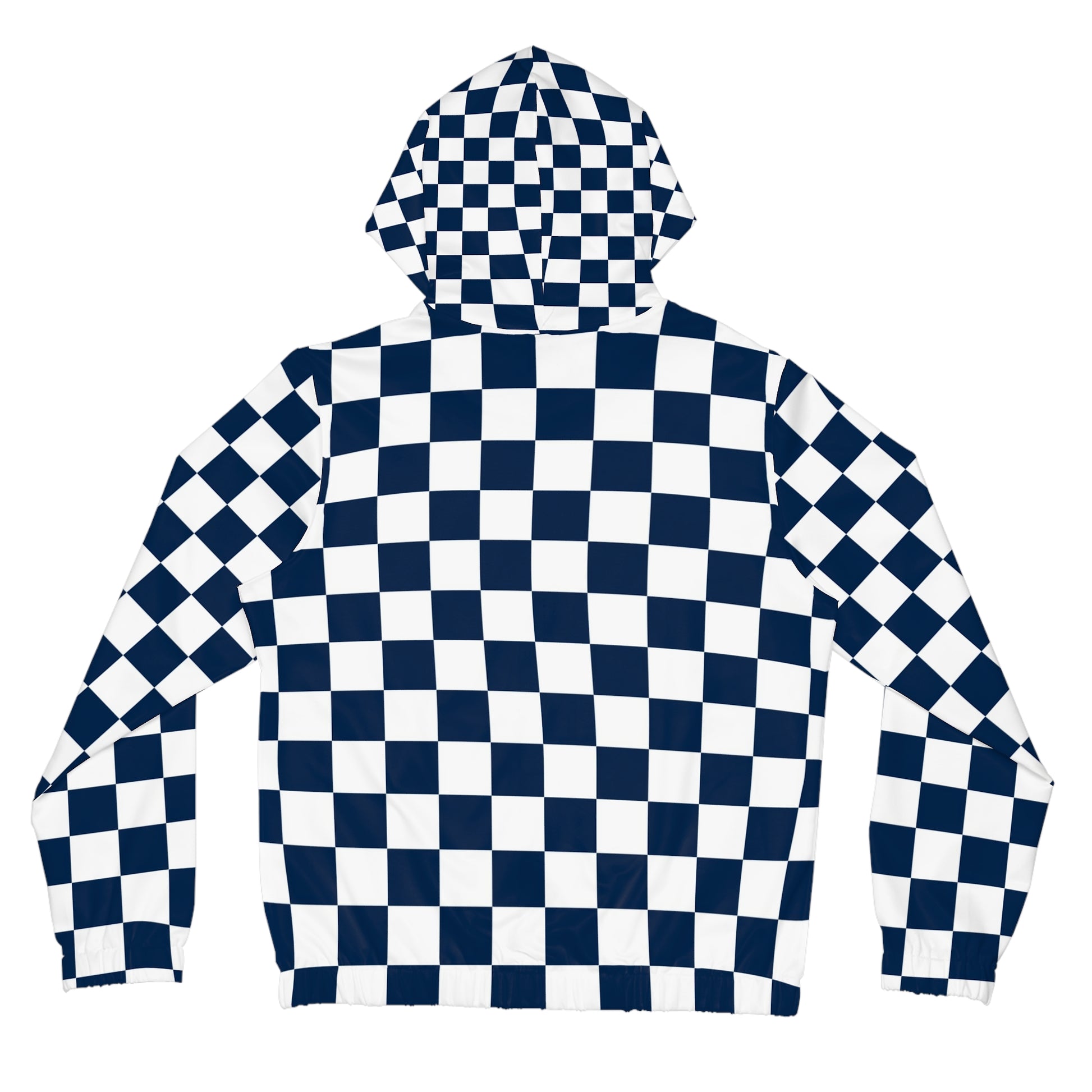 Checkerboard White and Navy Blue Women’s Full-Zip Hoodie (AOP), Artsulli - Art is Long, Life is Short, All Over Prints, , , , , , , 