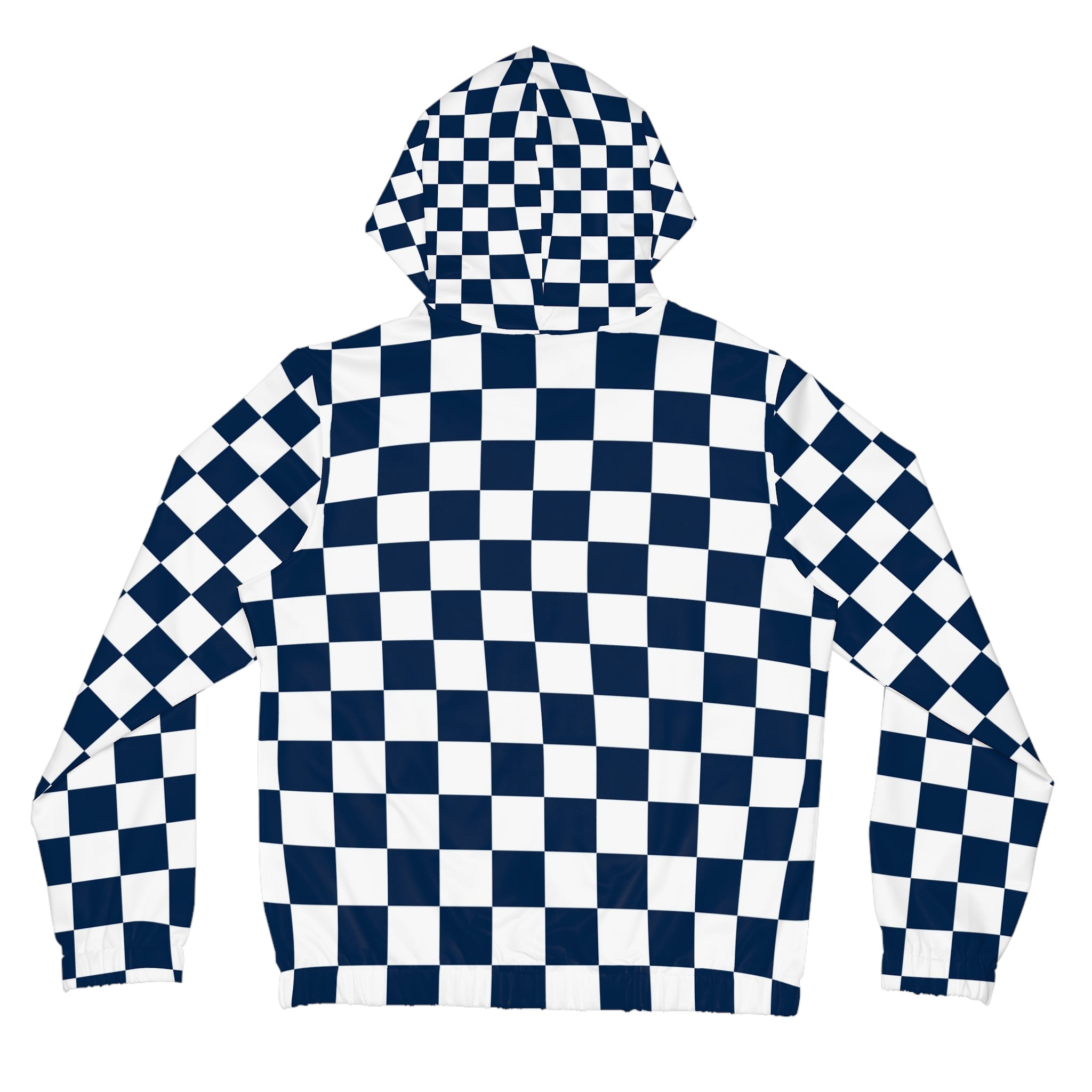 Checkerboard White and Navy Blue Women’s Full-Zip Hoodie (AOP), Artsulli - Art is Long, Life is Short, All Over Prints, , , , , , , 