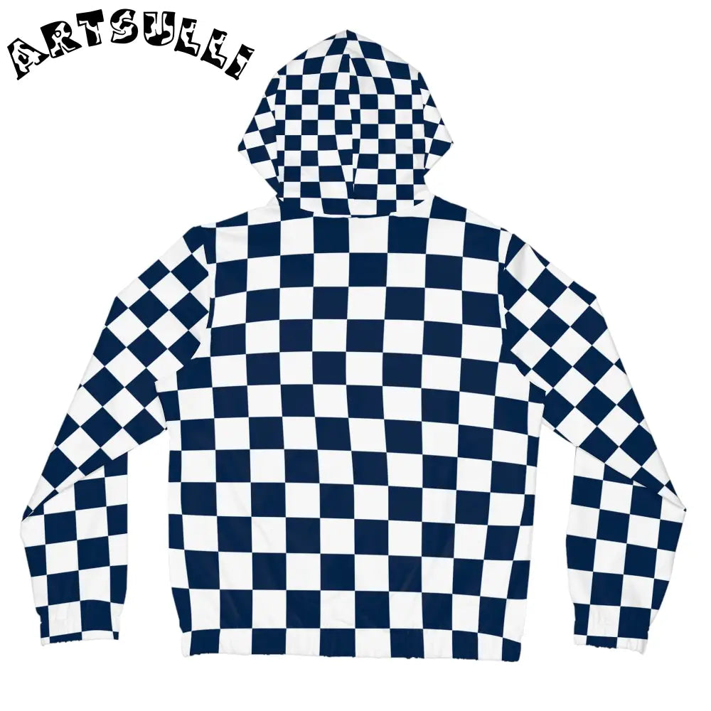 JAKKOUTTHEBXX Checkerboard White and Navy Blue Women’s Full-Zip