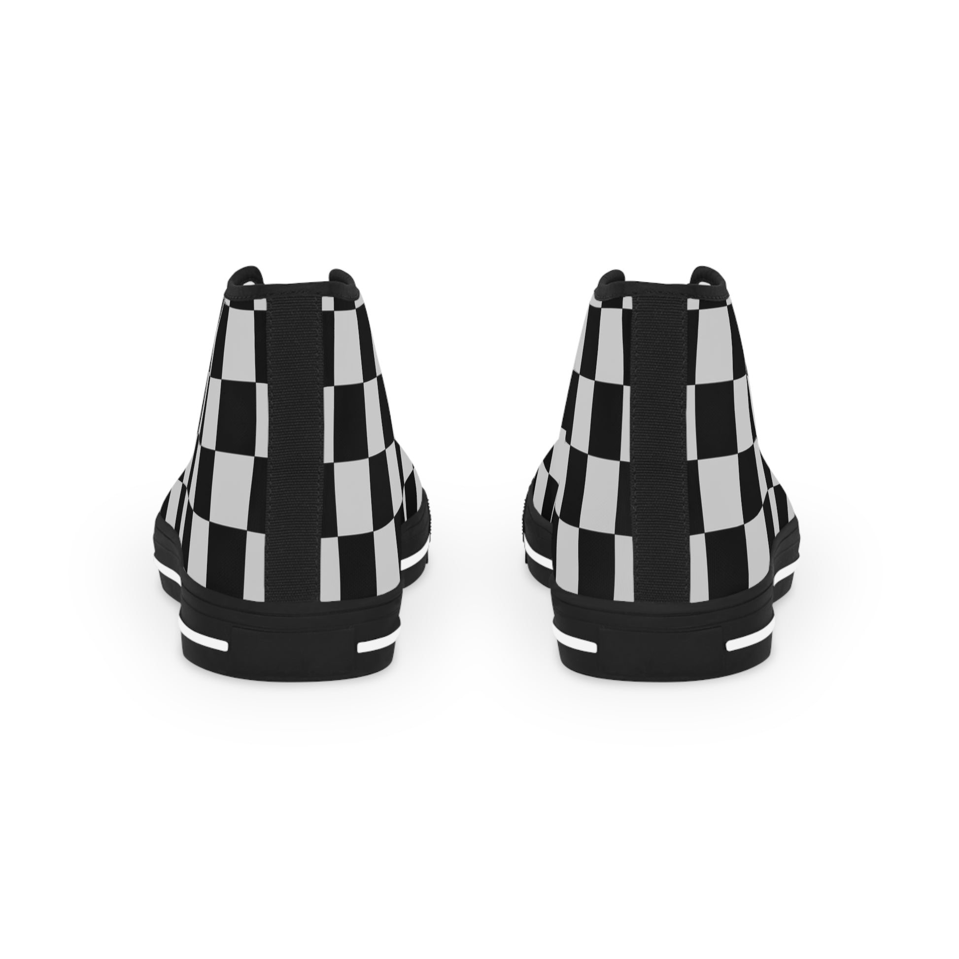 Checkerboard Dada Black and Light Gray Men's High Top Sneakers, Artsulli - Art is Long, Life is Short, Shoes, , , , , , , 