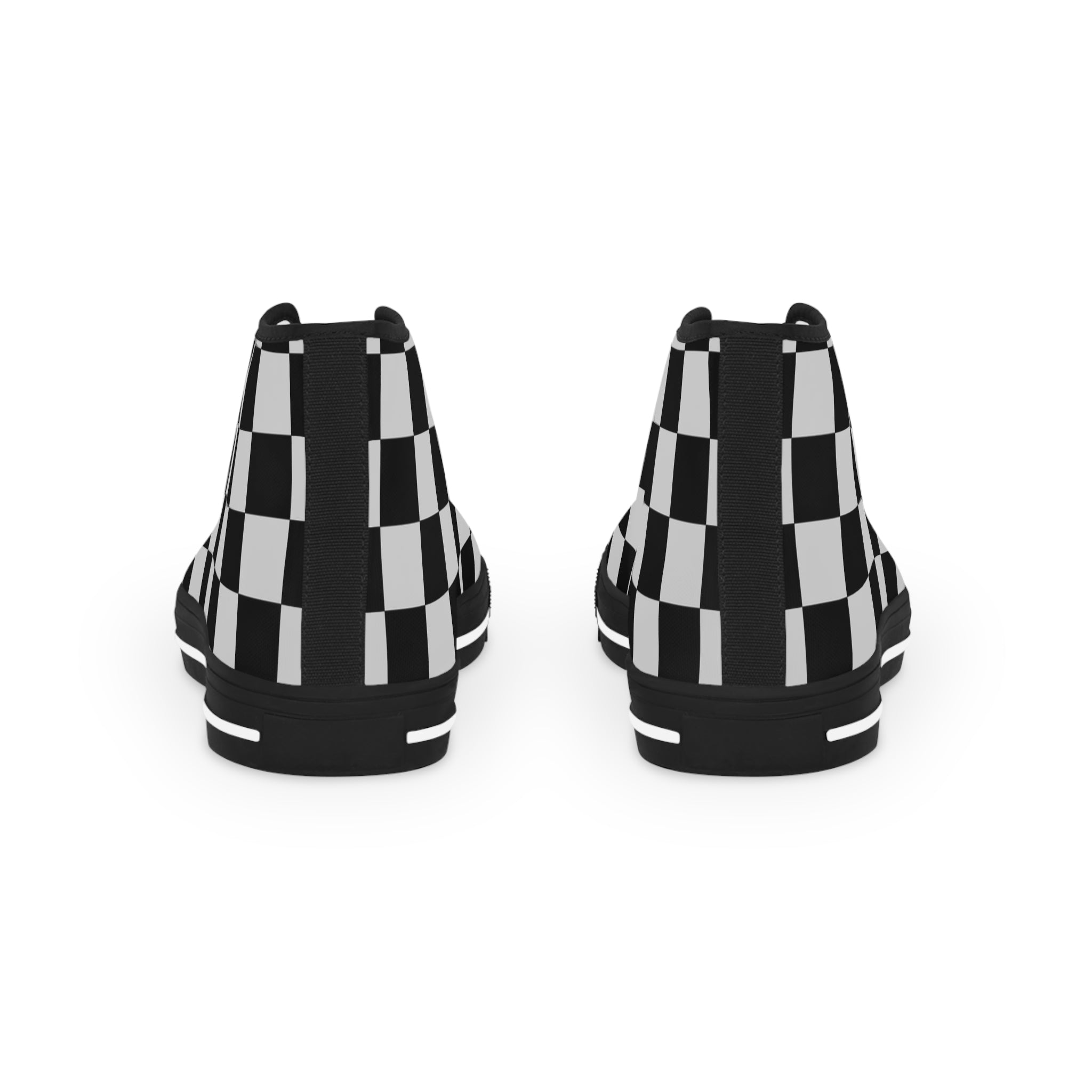 Checkerboard Dada Black and Light Gray Men's High Top Sneakers, Artsulli - Art is Long, Life is Short, Shoes, , , , , , , 
