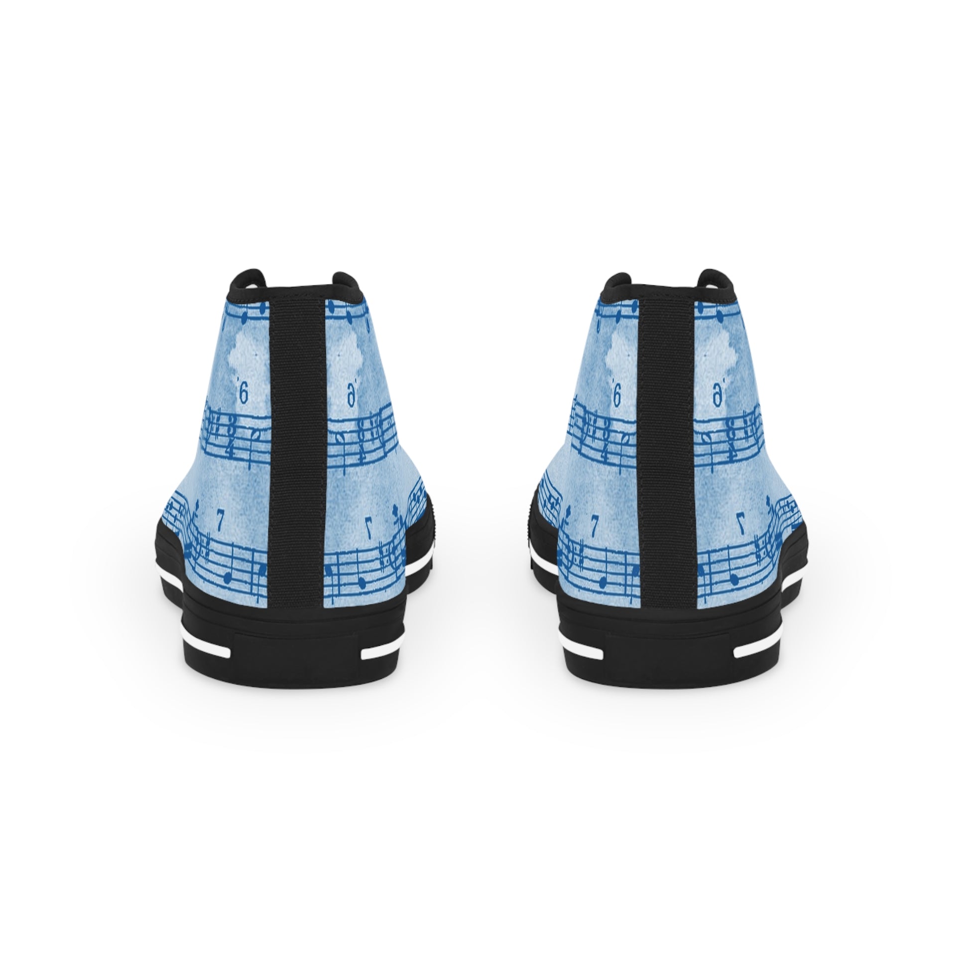 Drip Spill Type Beat Sheet Music Blue Men's High Top Sneakers, Artsulli - Art is Long, Life is Short, Shoes, , , , , , , 