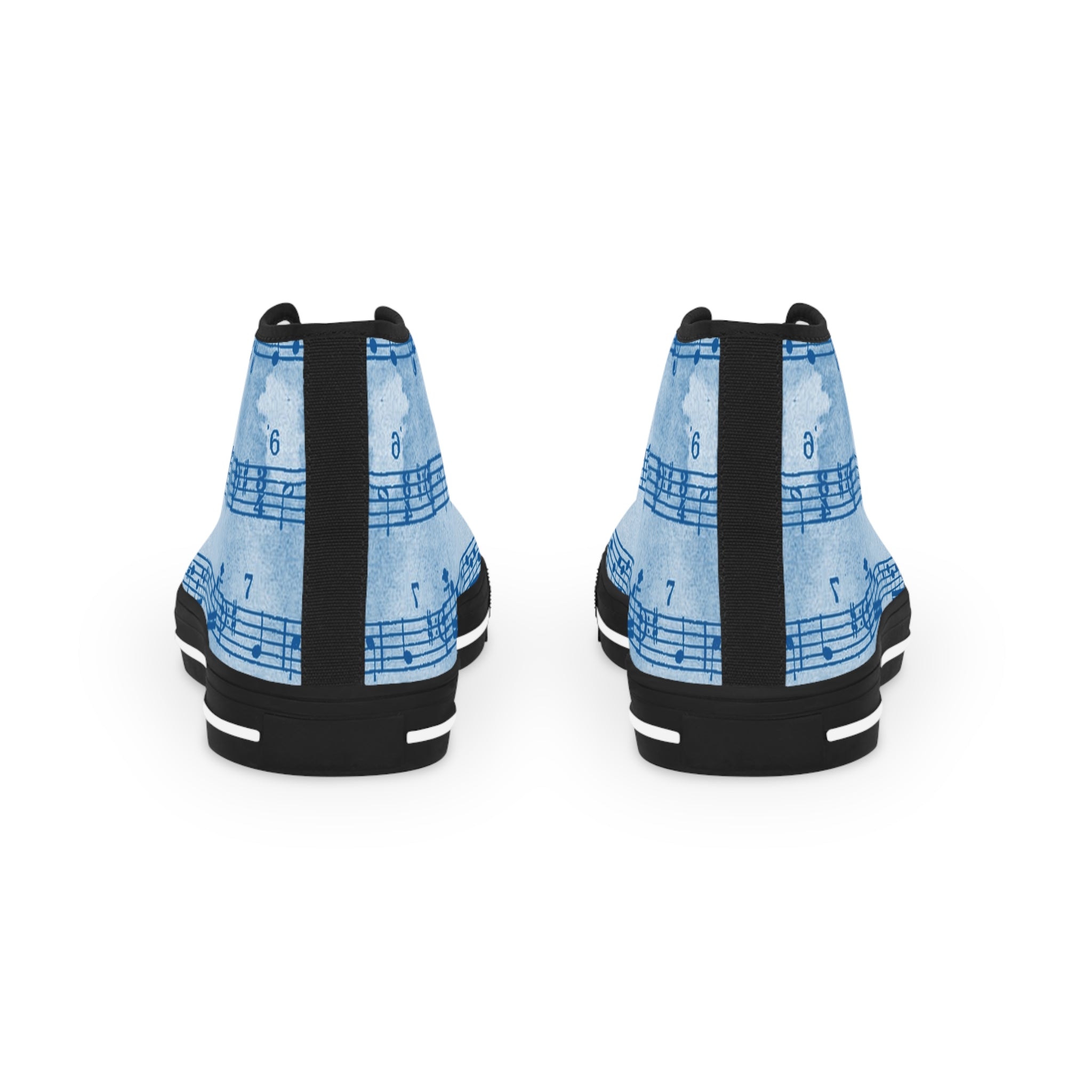 Drip Spill Type Beat Sheet Music Blue Men's High Top Sneakers, Artsulli - Art is Long, Life is Short, Shoes, , , , , , , 