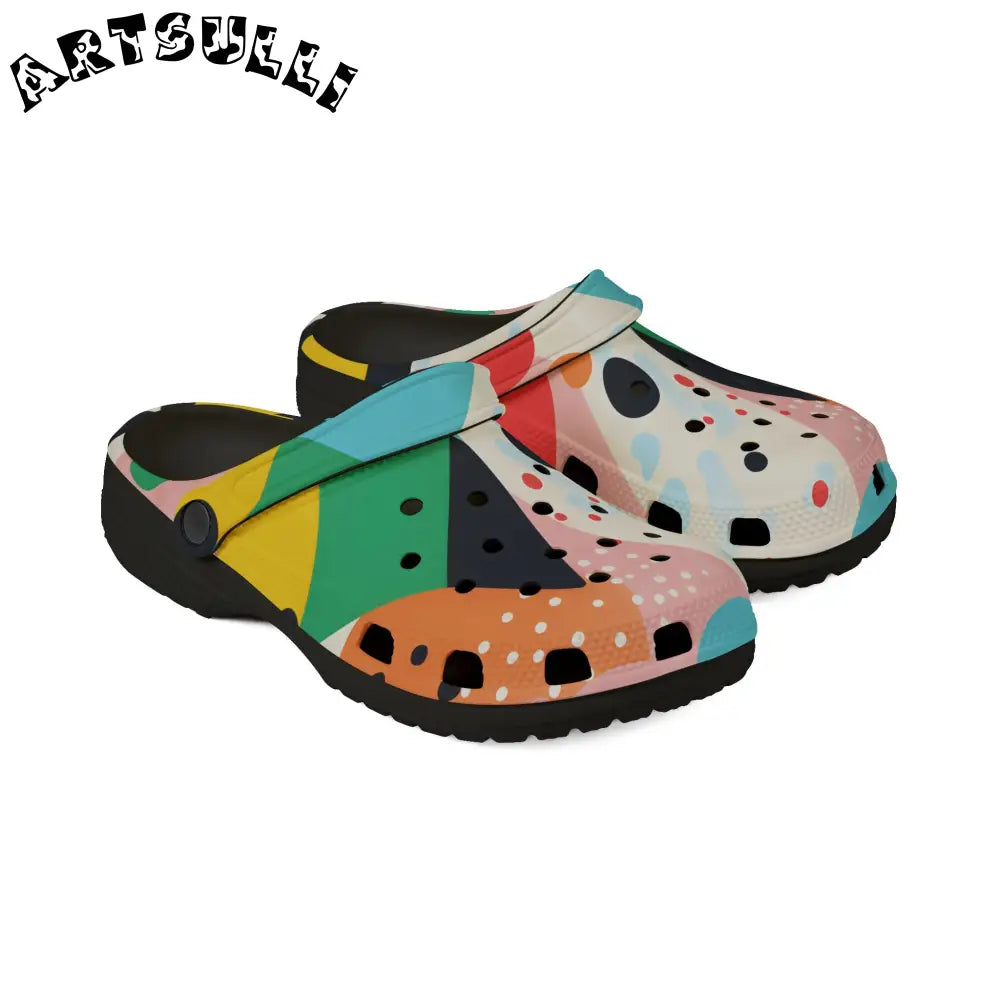 JAKKOUTTHEBXX Colorful Abstract Shapes EVA Foam Rubber Shoes (AOP)
