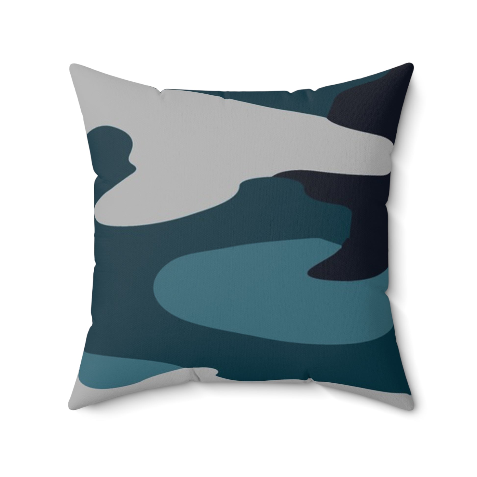 Blue Camouflage Spun Polyester Square Pillow, Artsulli - Art is Long, Life is Short, Home Decor, Size, 20" × 20", , , , , 11914279338159