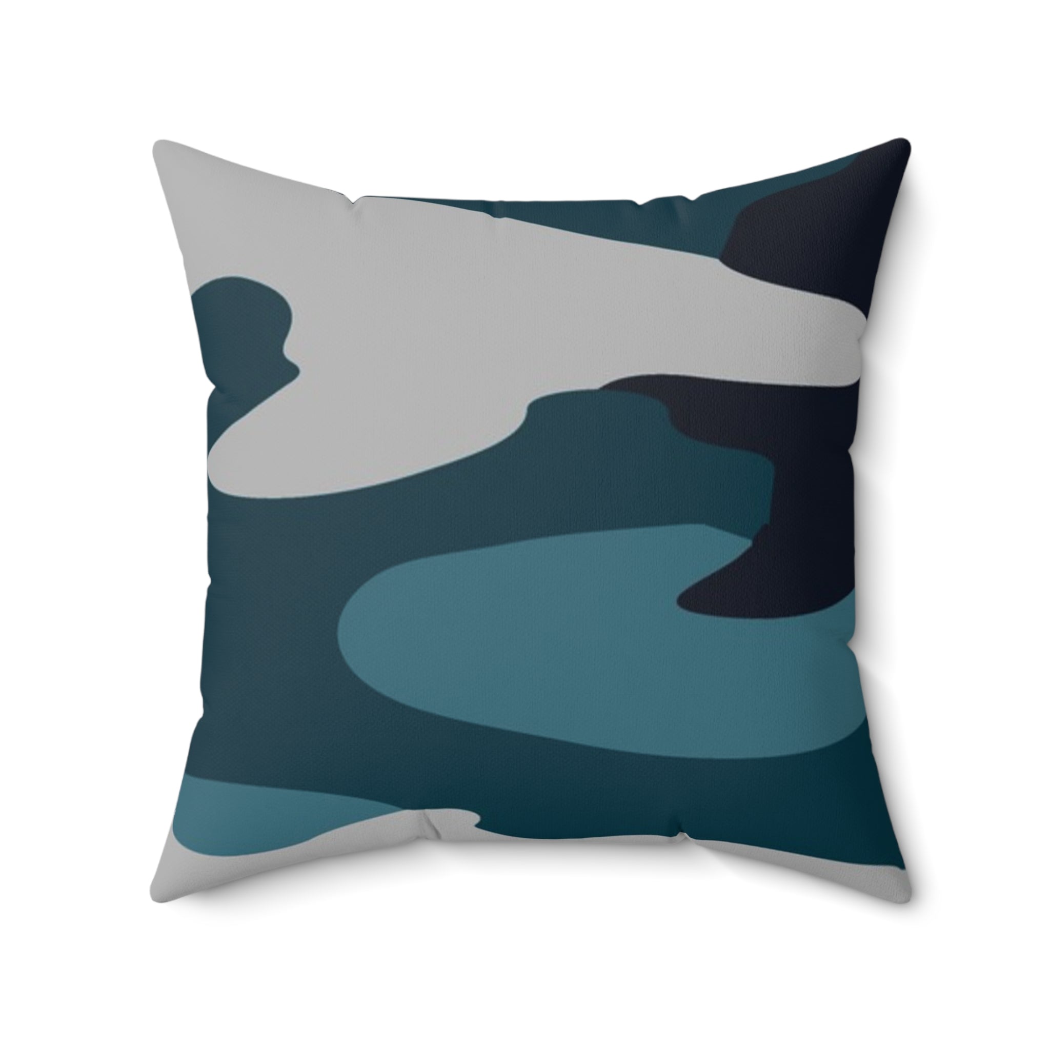 Blue Camouflage Spun Polyester Square Pillow, Artsulli - Art is Long, Life is Short, Home Decor, Size, 20" × 20", , , , , 11914279338159