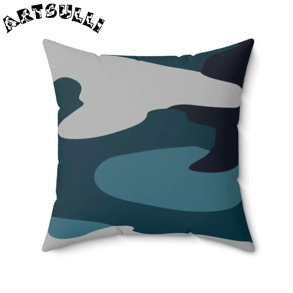 JAKKOUTTHEBXX Blue Camouflage Spun Polyester Square Pillow
