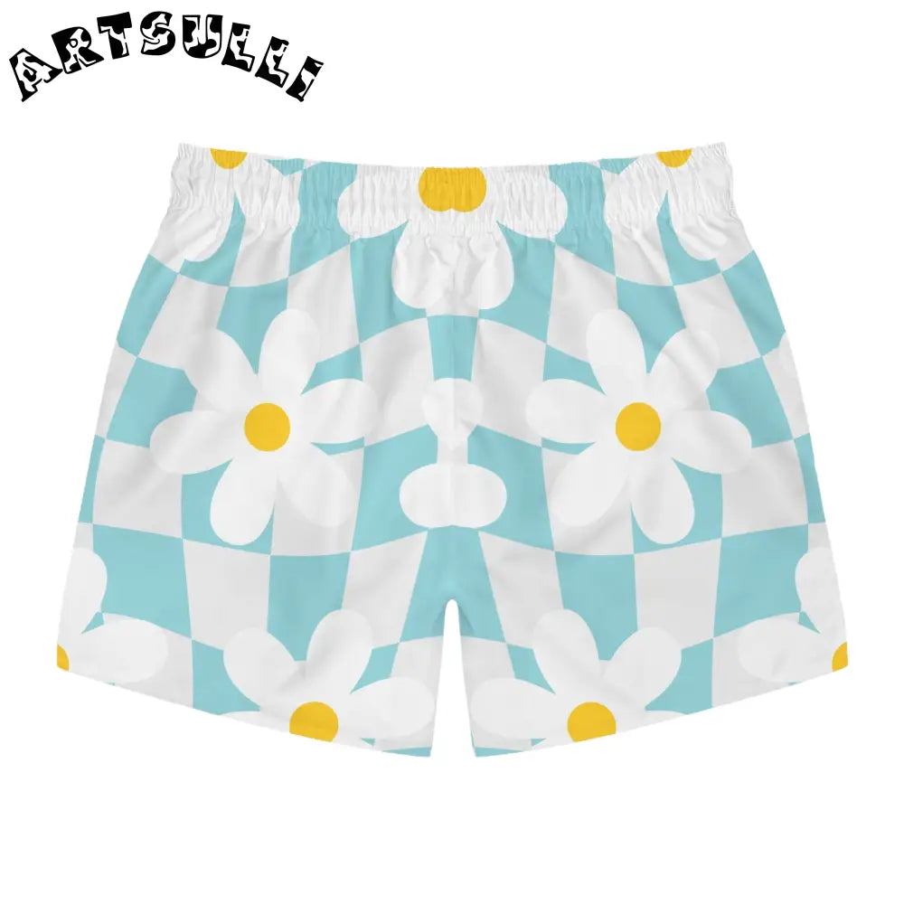 JAKKOUTTHEBXX Trippy Check Garden Swim Trunks (AOP) JAKKOUTTHEBXX