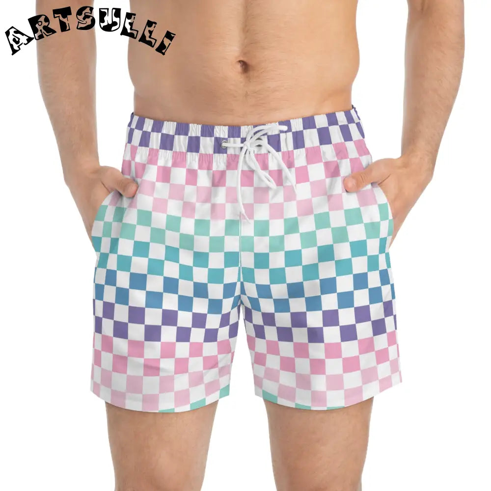 JAKKOUTTHEBXX Vaporwave Rainbow Checkerboard II Multi-Color Swim