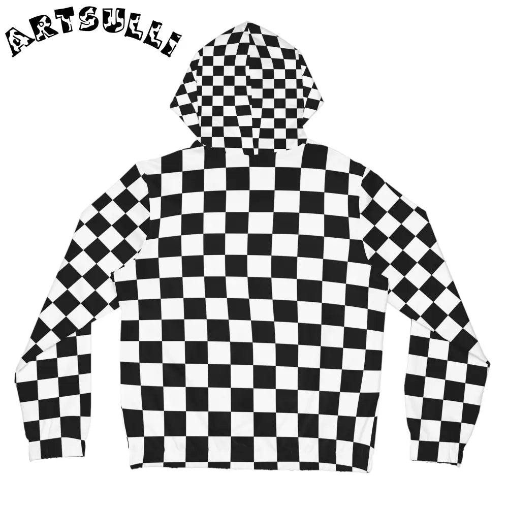 JAKKOUTTHEBXX Checkerboard White and Black Women’s Full-Zip Hoodie