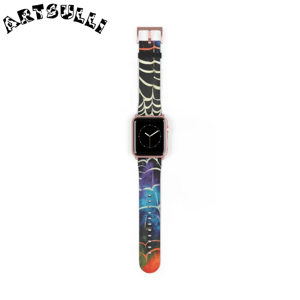 JAKKOUTTHEBXX Colorful Spider Web Faux Leather Watch Band 2025