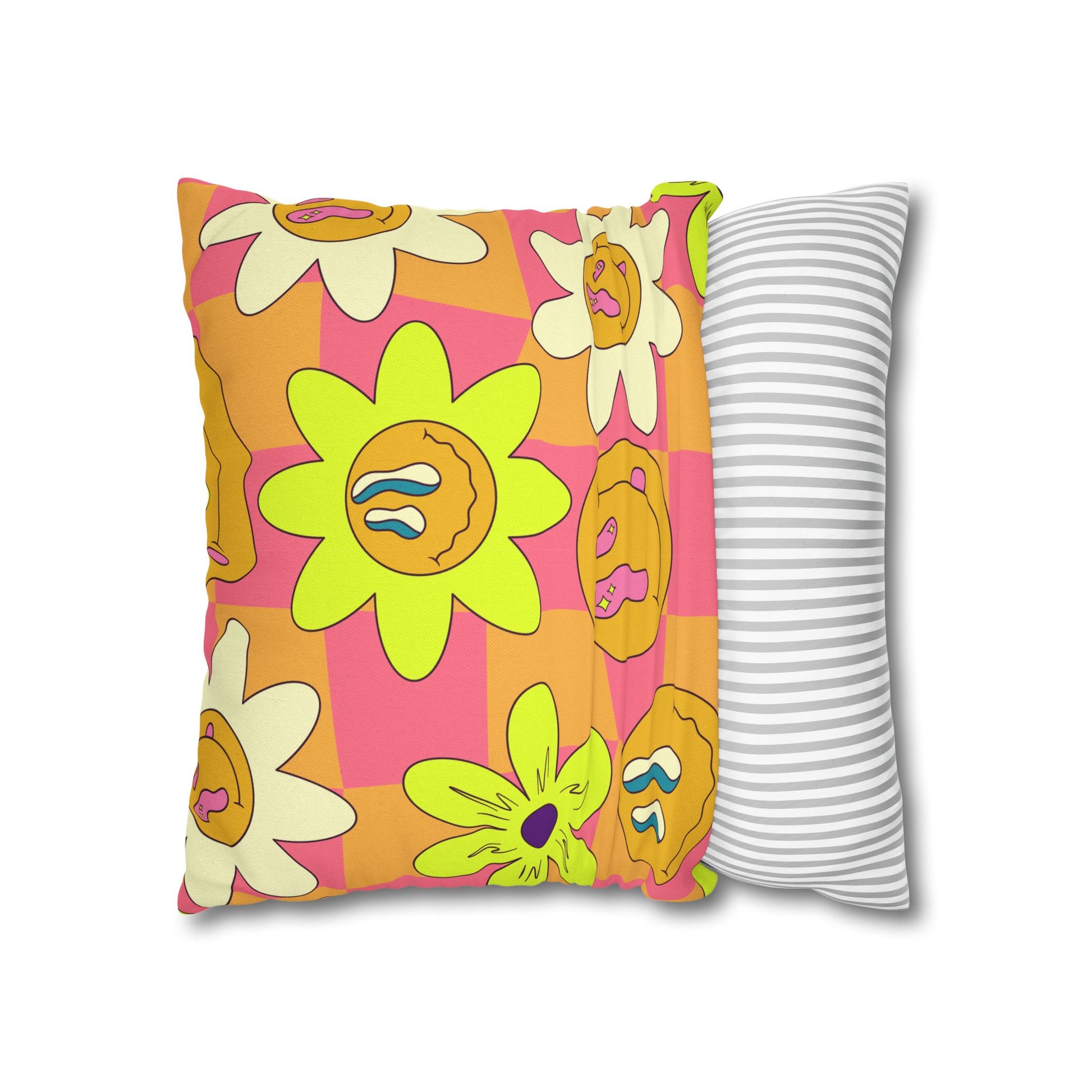 Trippy Sour Face Rave Spun Polyester Square Pillowcase, Artsulli - Art is Long, Life is Short, Home Decor, , , , , , , 