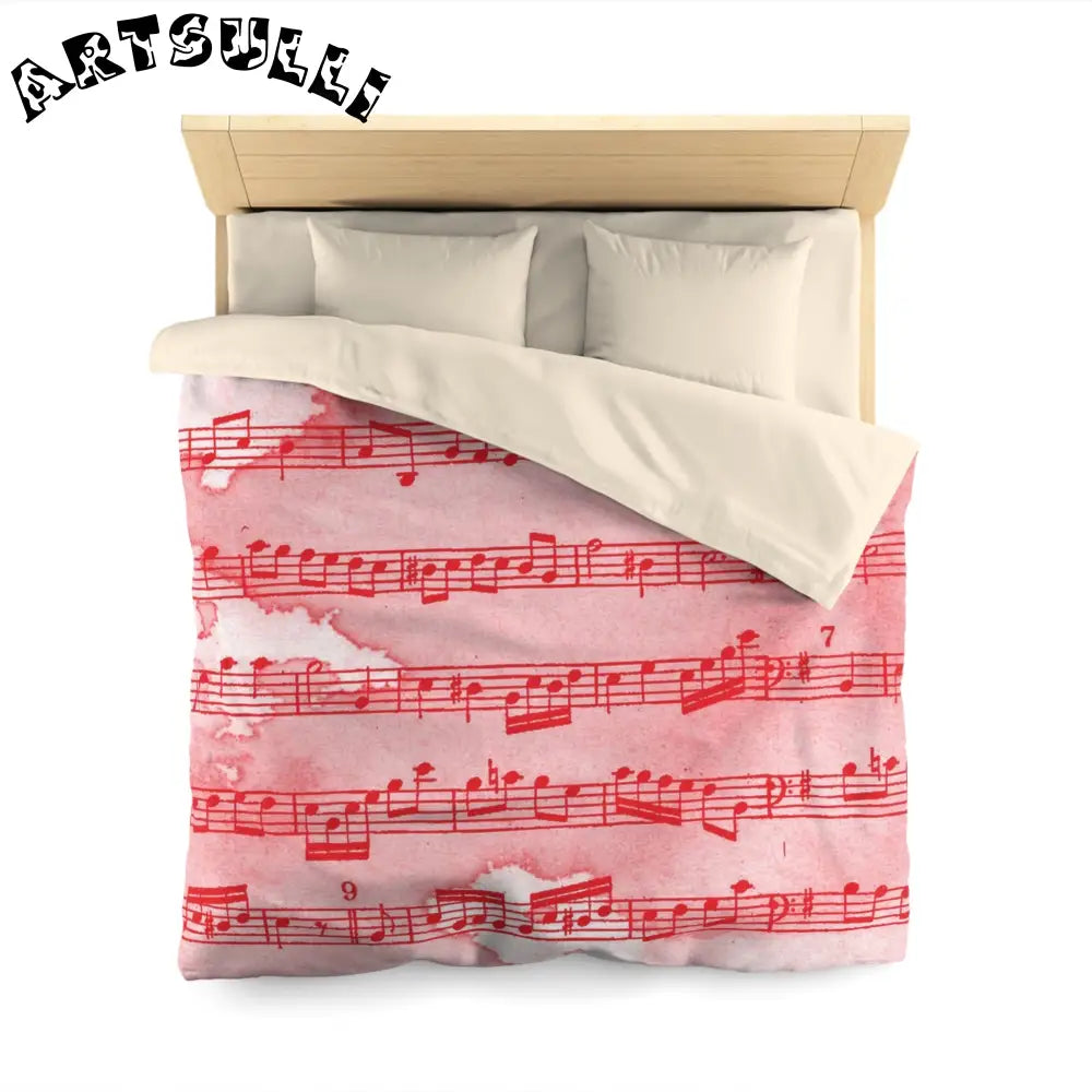 JAKKOUTTHEBXX Red Watercolor Sheet Music Art Printed Duvet Cover 2025