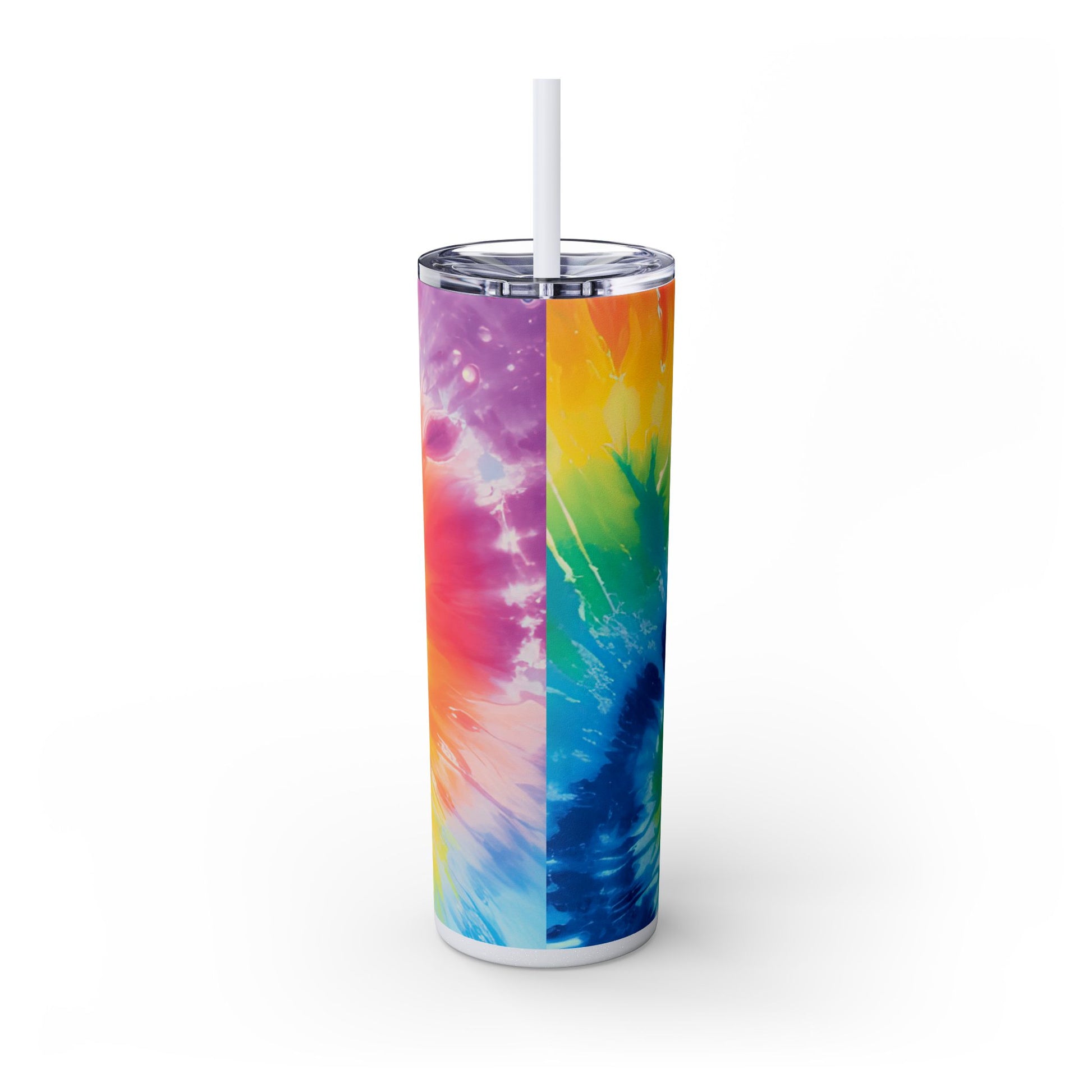 Tie Dye Skinny Tumbler with Straw, 20oz, Artsulli - Art is Long, Life is Short, Mug, , , , , , , 
