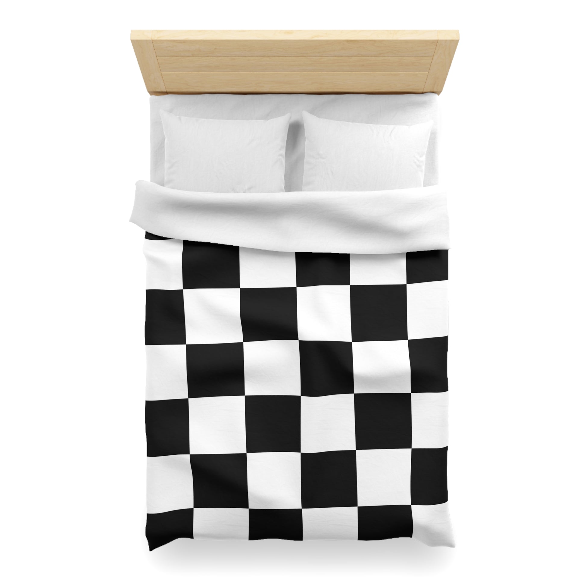 Checkerboard Black and White Microfiber Duvet Cover, Artsulli - Art is Long, Life is Short, Home Decor, , , , , , , 