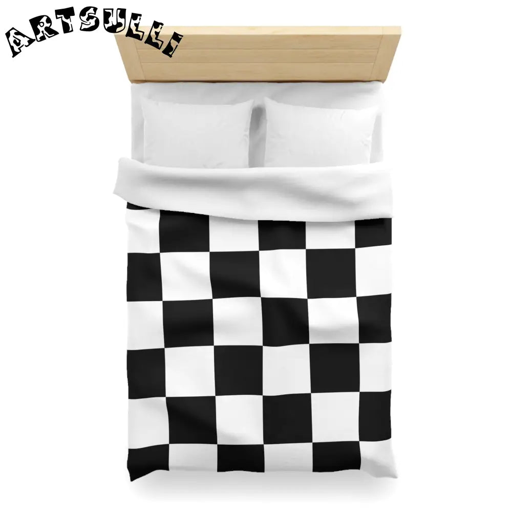 JAKKOUTTHEBXX Checkerboard Black and White Microfiber Duvet Cover