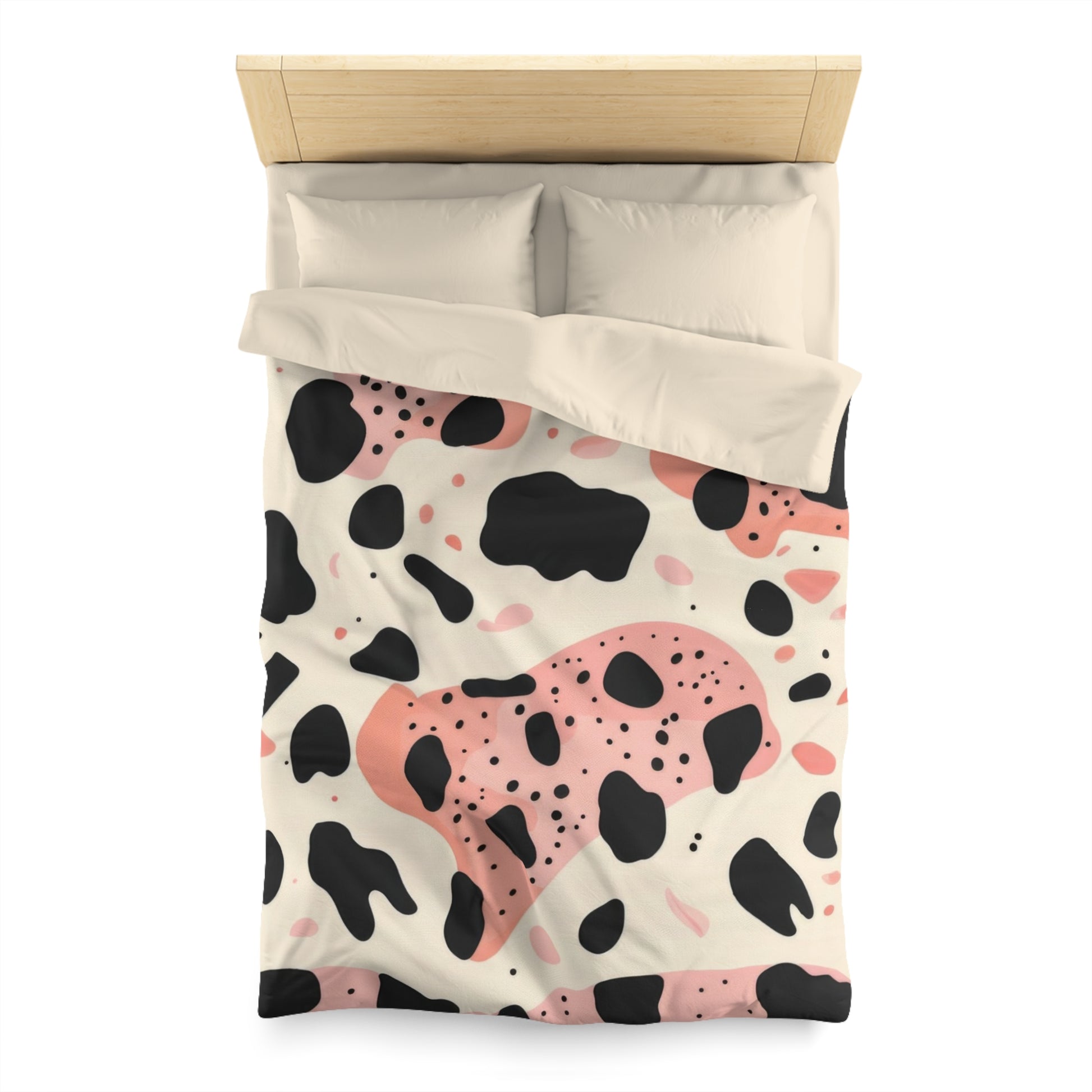 Organic Cow Print Cream and Pink Microfiber Duvet Cover, Artsulli - Art is Long, Life is Short, Home Decor, , , , , , , 