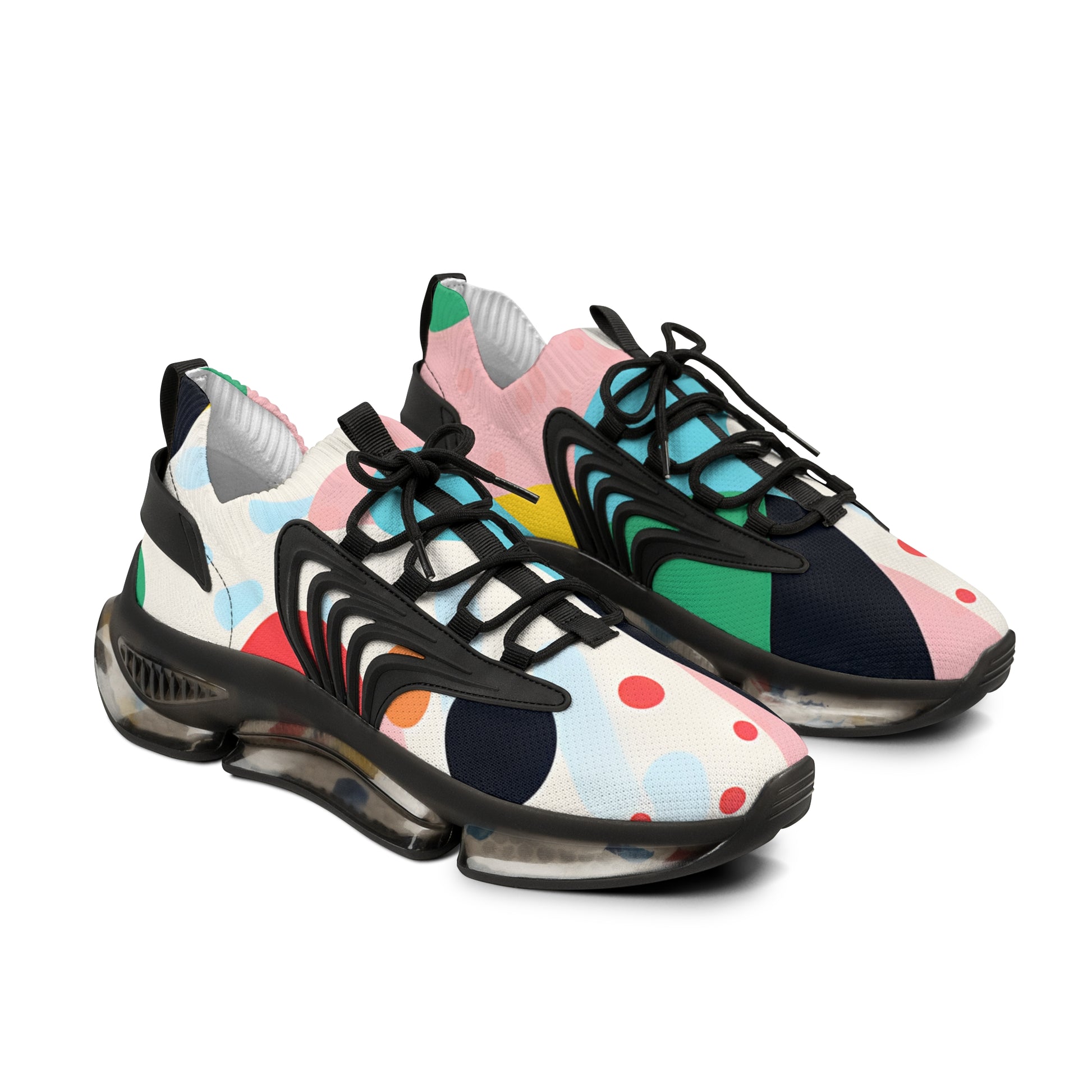 Colorful Abstract Shapes Men's Mesh Sneakers, Artsulli - Art is Long, Life is Short, Shoes, Color, Black sole, Size, US 5, , , 27666105034282