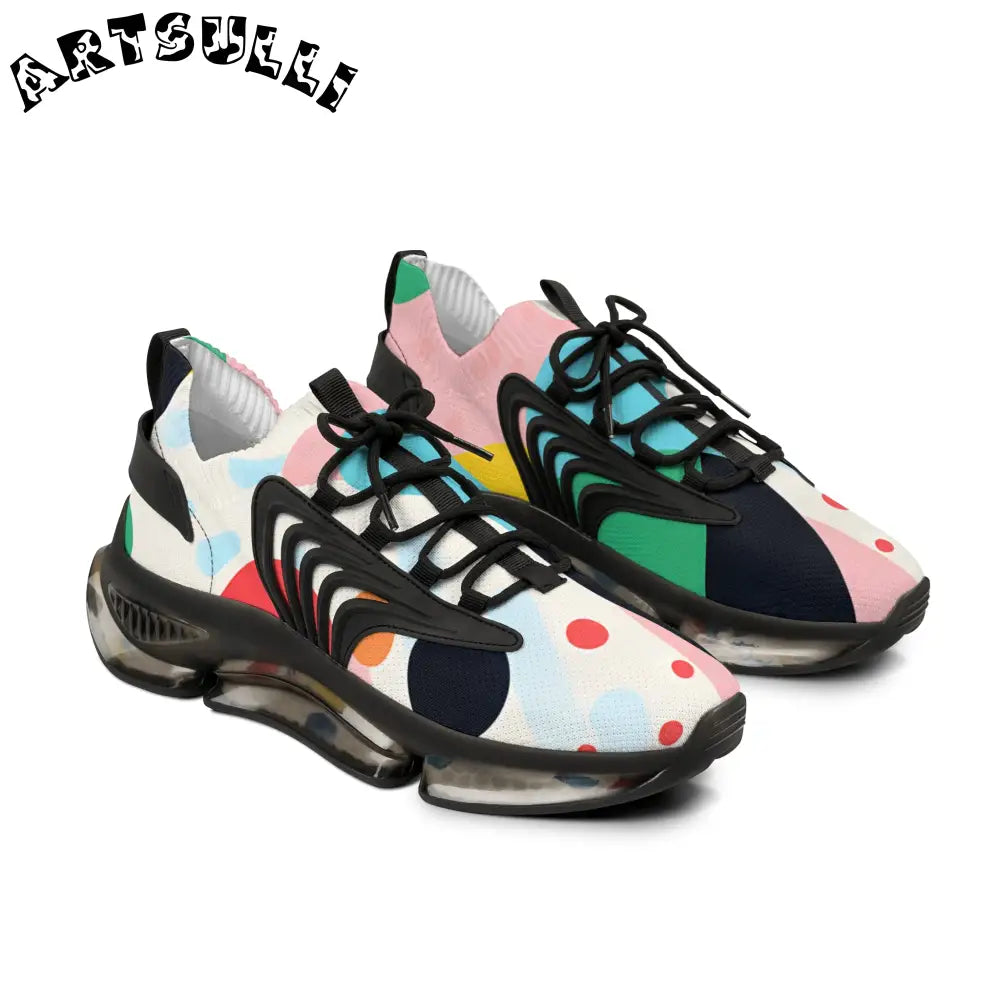 JAKKOUTTHEBXX Colorful Abstract Shapes Men’s Mesh Sneakers