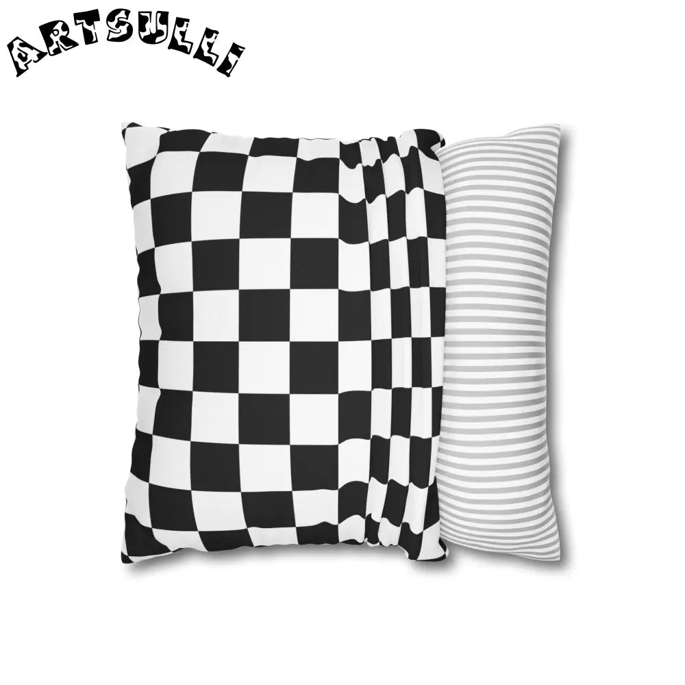 JAKKOUTTHEBXX Checkerboard Black and White Spun Polyester Square