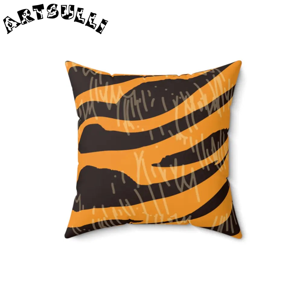 JAKKOUTTHEBXX Tiger Scratches Orange & Black Faux Suede Square