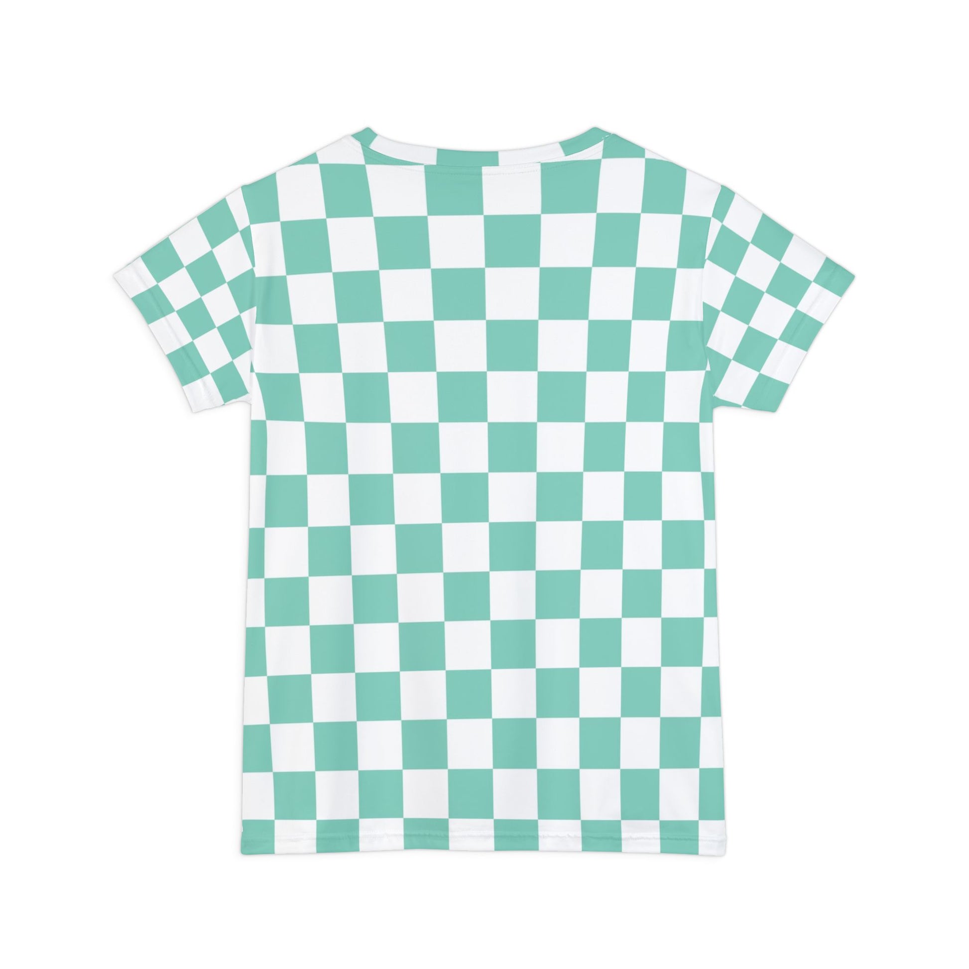 Checkerboard Light Green Women's Short Sleeve Shirt (AOP), Artsulli - Art is Long, Life is Short, All Over Prints, , , , , , , 