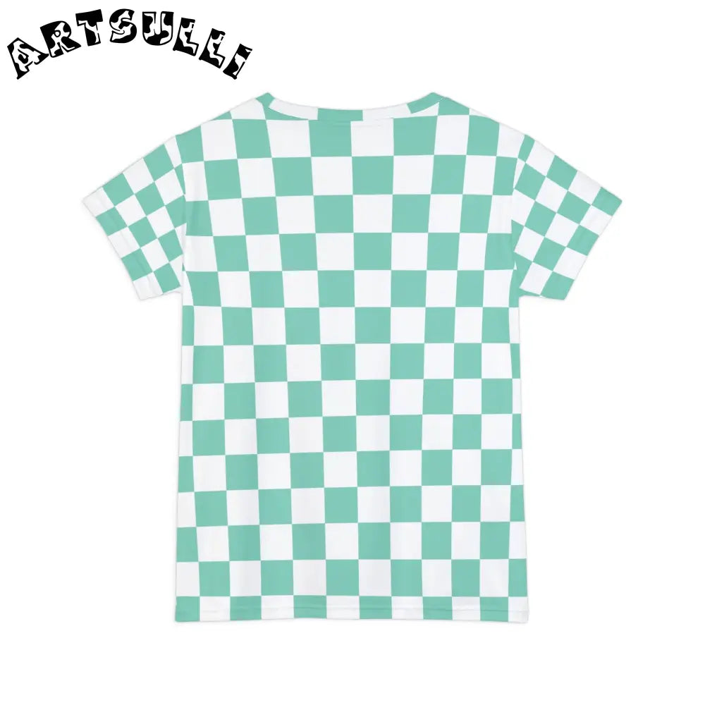 JAKKOUTTHEBXX Checkerboard Light Green Women’s Short Sleeve Shirt