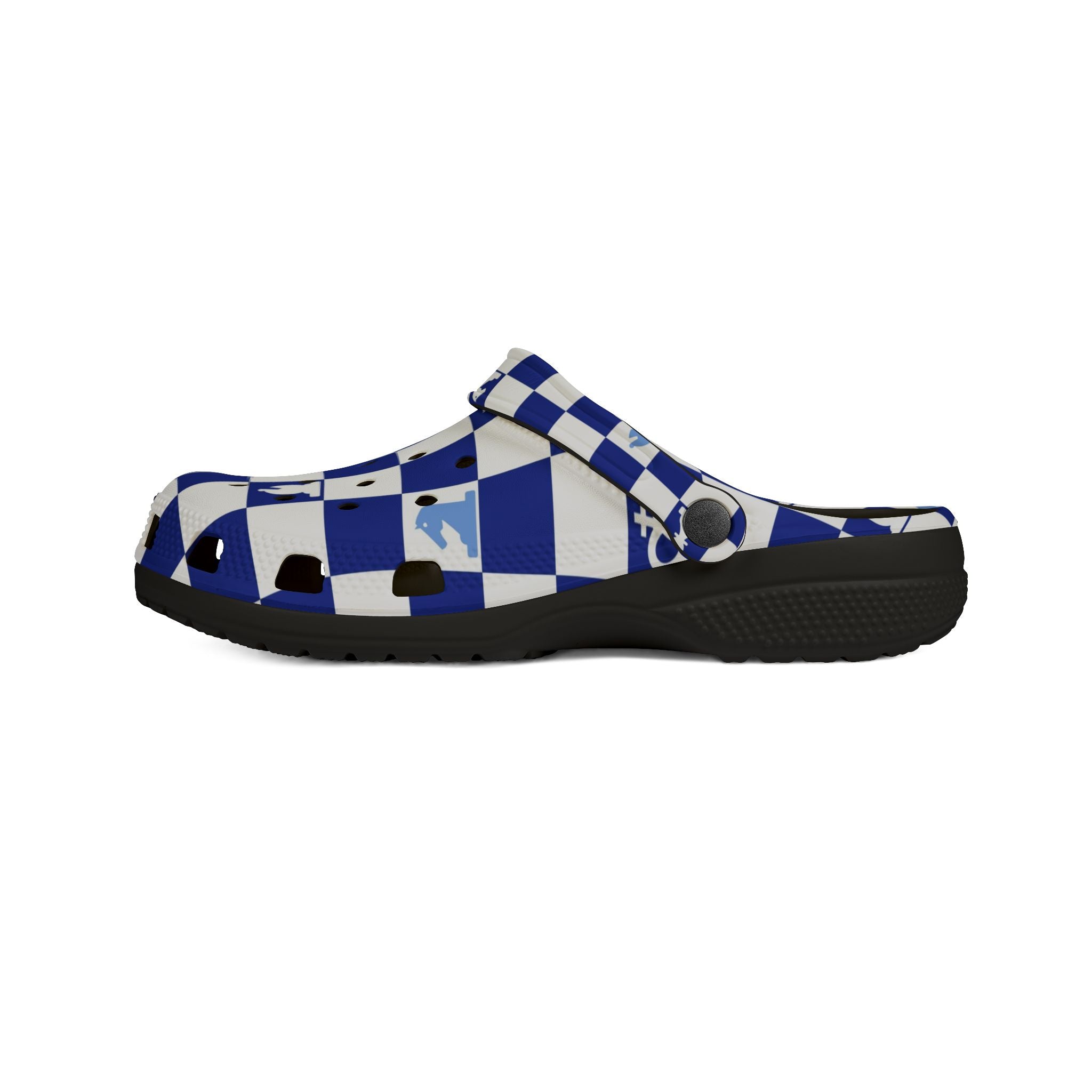 Chessboard Navy Blue EVA Foam Rubber Shoes (AOP), Artsulli - Art is Long, Life is Short, Shoes, , , , , , , 