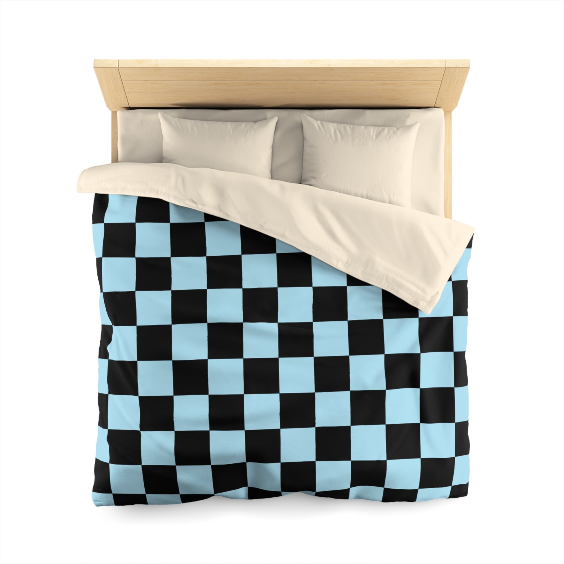 Checkerboard Black and Blue Microfiber Duvet Cover, Artsulli - Art is Long, Life is Short, Home Decor, , , , , , , 