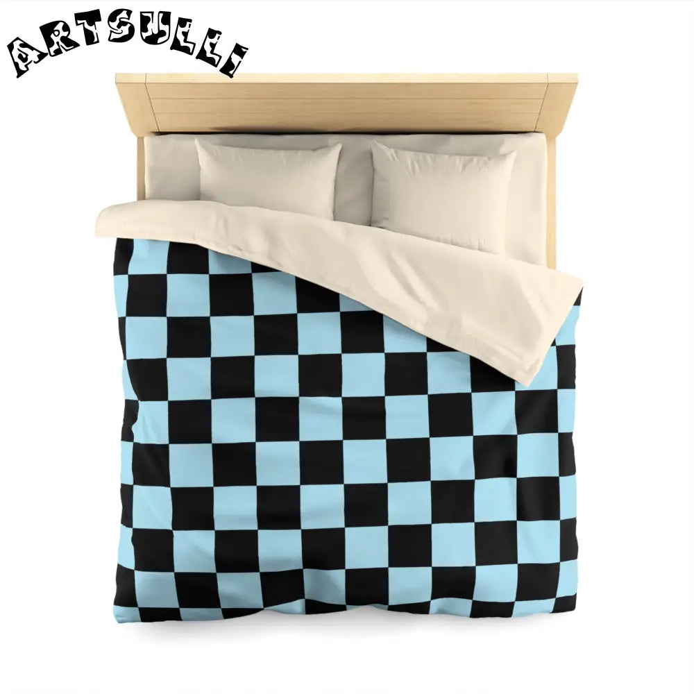 JAKKOUTTHEBXX Checkerboard Black and Blue Microfiber Duvet Cover