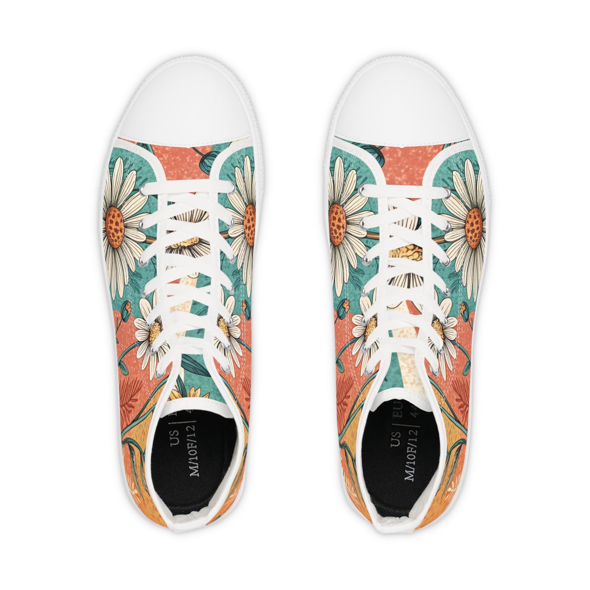 Retro Daisy Dream Men's High Top Sneakers, Artsulli - Art is Long, Life is Short, Shoes, , , , , , , 