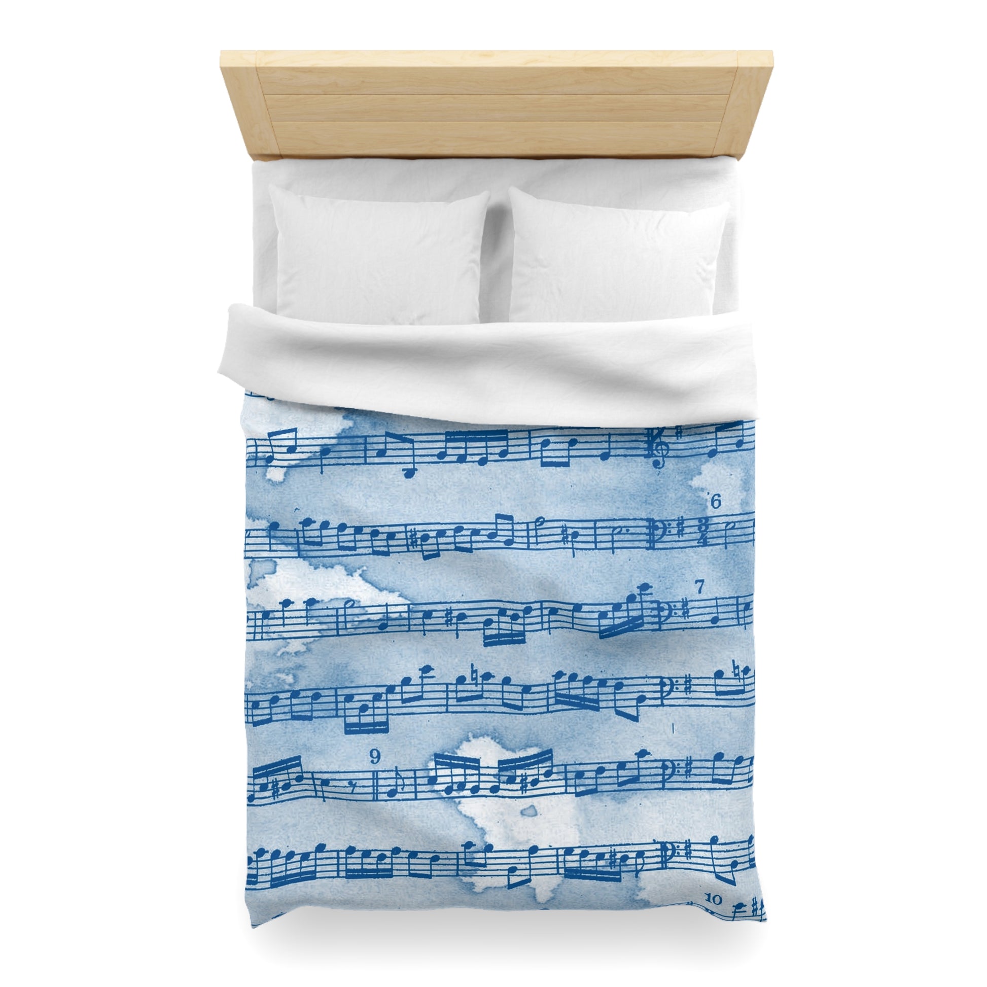 Drip Spill Type Beat Sheet Music Blue Microfiber Duvet Cover, Artsulli - Art is Long, Life is Short, Home Decor, , , , , , , 