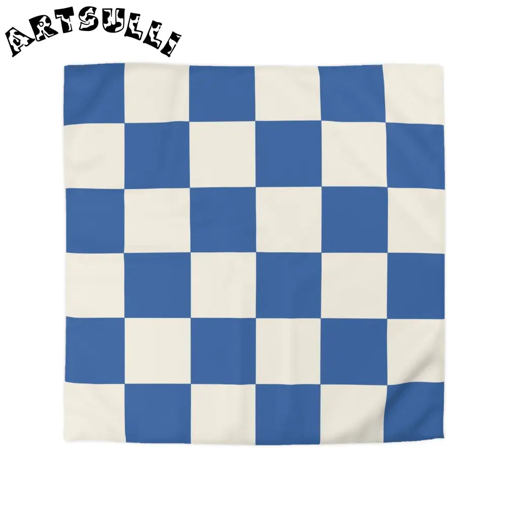 JAKKOUTTHEBXX Checkerboard Blue Microfiber Duvet Cover JAKKOUTTHEBXX