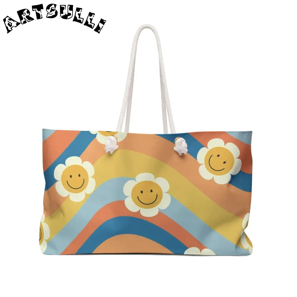 70s Smiley Wave Weekender Bag, Artsulli - Art is Long, Life is Short, Bags, Size, 24" × 13", , , , , 15668396867159